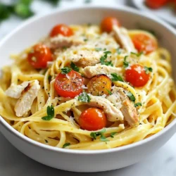 - 2 boneless, skinless chicken breasts, diced - 8 oz linguine pasta (or your favorite pasta) - 4 tablespoons unsalted butter, divided - 4 cloves garlic, minced - 1 teaspoon smoked paprika - ½ teaspoon cayenne pepper - 1 teaspoon dried oregano - 1 teaspoon dried thyme - Zest and juice of 1 lemon - Salt and black pepper to taste - ½ cup cherry tomatoes, halved - ¼ cup fresh parsley, chopped - Grated Parmesan cheese - Large pot - Skillet - Tongs or large spoon Gather these ingredients and tools to make Cowboy Butter Chicken Linguine. Each item plays a big role in creating flavor and texture. The chicken provides protein, while the linguine adds heartiness. Butter brings richness, and the spices create depth. Don’t forget the garnishes; they add color and freshness to your dish. Enjoy the cooking process, and get ready for a tasty meal! {{ingredient_image_2}} Start by boiling a large pot of salted water. Once the water is bubbling, add 8 oz of linguine. Cook the pasta for about 8-10 minutes. You want it to be al dente. Drain the pasta in a colander, but save ½ cup of that starchy pasta water. This water helps make the sauce creamy. In a large skillet, heat 2 tablespoons of butter over medium heat. When it melts, add 2 diced chicken breasts. Season the chicken with salt, pepper, and 1 teaspoon of smoked paprika. Cook for 6-8 minutes. Stir it often until the chicken turns golden brown and is fully cooked. Remove the chicken from the skillet and set it aside. In the same skillet, add the remaining 2 tablespoons of butter. Let it melt, then add 4 minced garlic cloves, ½ teaspoon of cayenne pepper, 1 teaspoon of dried oregano, and 1 teaspoon of dried thyme. Cook this mix for about 1 minute while stirring. The garlic should smell nice, but be careful not to burn it. Now, add ½ cup of halved cherry tomatoes to the skillet. Cook for another 2-3 minutes. Stir often until the tomatoes soften and release their juices. Next, return the cooked chicken to the skillet with the zest and juice of 1 lemon. Stir everything together until well mixed. Add the drained linguine to the skillet. Pour in the reserved pasta water. Use tongs or a large spoon to toss the pasta with the sauce. Make sure the pasta is fully coated. Taste it and adjust the seasoning with more salt or pepper if needed. Remove the skillet from the heat. Sprinkle freshly chopped parsley on top for color and flavor. Serve the linguine hot. Offer grated Parmesan cheese on the side for anyone who wants to add some. Enjoy this tasty dish! Choosing the right cut of chicken I recommend using boneless, skinless chicken breasts. They cook evenly and stay tender. You can also use thighs if you want a richer flavor. Just remember, thighs may take a bit longer to cook. Cooking techniques for tenderness To keep chicken juicy, don’t overcook it. Cook it until golden brown, about 6-8 minutes. Use a meat thermometer to check for doneness. The internal temperature should be 165°F. Let it rest for a few minutes before cutting. This keeps the juices in. Ensuring perfect al dente texture Start by boiling plenty of salted water. Add the linguine and cook it for 8-10 minutes. Check the pasta a minute before the time is up. It should be firm but not hard. This is called al dente. Using pasta water effectively Before draining the pasta, save half a cup of the water. This starchy water helps the sauce stick better to the pasta. You can add it slowly to get the right consistency. Additional spices to consider You can add spices like garlic powder or onion powder for more depth. Fresh herbs like basil or thyme also boost flavor. Just add them in small amounts to avoid overpowering the dish. Alternative ingredients for variations For a twist, try adding veggies like bell peppers or spinach. You could also swap chicken for shrimp or tofu for a different taste. Adjust the cooking times to match your choice of protein. Pro Tips Perfect Pasta Timing: Ensure your linguine is cooked al dente before adding it to the sauce. This will help it absorb the flavors without becoming mushy. Adjust Spice Level: The cayenne pepper can be adjusted based on your spice preference. Start with a small amount and gradually increase for a kick that suits your taste! Fresh Herbs Matter: Using fresh parsley as a garnish not only adds color but also a burst of flavor. Don’t skip this step for a vibrant finish! Reserve Pasta Water: The starchy pasta water helps to bind the sauce to the pasta. Don’t forget to reserve some before draining! {{image_4}} You can add seasonal vegetables to your Cowboy Butter Chicken Linguine. Fresh veggies make your dish colorful and healthy. Consider using zucchini, bell peppers, or spinach. These veggies cook quickly, so add them to your skillet after the chicken. Cook them for about 3-4 minutes until tender. This way, you keep the crunch while getting great flavor. Want to change up the protein? Try shrimp or tofu. Shrimp cooks fast and adds a lovely taste. Use about 1 pound of shrimp. Just sauté it in the butter until pink, then set it aside. For tofu, use firm tofu, cut into cubes. Cook it in the same way as the chicken, about 6-8 minutes. Adjust the seasoning by adding a bit more salt or lemon juice to balance the flavors. If you need a gluten-free dish, choose gluten-free pasta. Many brands offer options that taste great. Just cook it like regular pasta, following the package directions. When it comes to the sauce, make sure your spices and other ingredients are gluten-free. You can enjoy a tasty Cowboy Butter Chicken Linguine without any worries. To keep your Cowboy Butter Chicken Linguine fresh, store it right. Place leftovers in an airtight container. Make sure to cool the dish to room temperature first. This helps lock in flavors and keeps the food safe. Store it in the fridge for up to three days. Use glass or BPA-free plastic containers for best results. When reheating, avoid drying out your meal. You can use a skillet on low heat. Add a splash of water or broth to keep it moist. Cover the skillet with a lid. Stir occasionally until it’s hot. Aim for a safe reheating temperature of 165°F (74°C). This ensures the chicken is safe to eat. Freezing is a great way to save extra servings. Let the dish cool completely before freezing. Portion it into smaller containers for easy meals later. You can freeze it for up to three months. When ready to eat, thaw it in the fridge overnight. Reheat as mentioned above for a delicious meal. Yes, you can use other pasta types. Here are some great options: - Fettuccine - Penne - Spaghetti - Gluten-free pasta Each type gives a unique taste and texture. Just make sure to cook it as per the package instructions. Absolutely! You can make this dish dairy-free by using: - Dairy-free butter or margarine - Nutritional yeast instead of Parmesan cheese These swaps keep the flavor rich without dairy. To reduce the spice, consider these tips: - Cut the cayenne pepper in half - Omit it altogether - Add a dollop of sour cream for creaminess These changes help adjust the heat to your liking. Here are some tasty side dishes: - Garlic bread for dipping - A fresh green salad with lemon vinaigrette - Roasted vegetables for added color and flavor These sides complement the dish well and round out your meal. This blog post guides you through making Cowboy Butter Chicken Linguine. We covered the main ingredients, helpful tools, and step-by-step cooking instructions. I shared tips for perfect chicken and pasta, along with variations to suit your taste. Remember to store leftovers correctly for freshness. Now, you have all the tools to create a tasty meal. Enjoy cooking and experimenting with this delightful recipe!