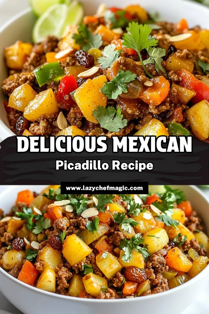 Discover the authentic flavors of Mexico with this easy Mexican picadillo recipe! Made with ground beef picadillo, fresh vegetables, and aromatic spices, this traditional picadillo cooking method creates a heartwarming dish the whole family will love. Perfect for busy weeknights, serve it with rice or in tortillas. Try this delicious picadillo with vegetables today! Save this recipe for a tasty meal! #MexicanPicadillo #GroundBeefPicadillo #EasyPicadilloRecipe #PicadilloWithVegetables