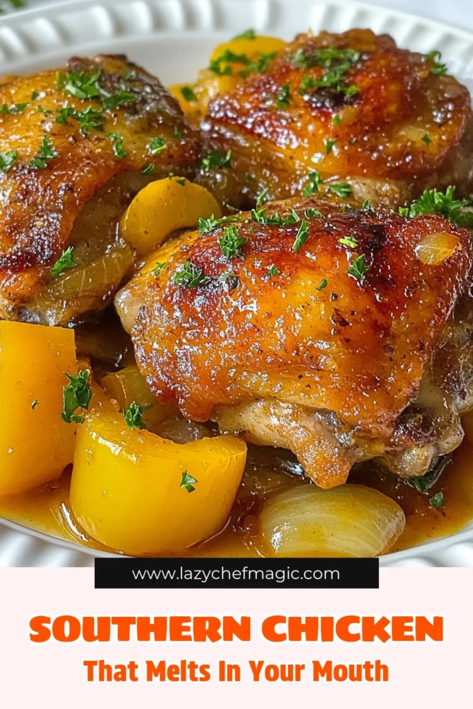 Discover the ultimate Southern smothered chicken recipe that blends tender buttermilk fried chicken thighs with rich, homemade gravy. This easy Southern comfort food is perfect for family dinners or hearty weeknight meals. Elevate your chicken thigh recipes with savory saut&eacute;ed vegetables and a delicious sauce. Ready to impress? Save this recipe now and enjoy a taste of the South! #SouthernCooking #ChickenRecipes #ComfortFood #Foodie