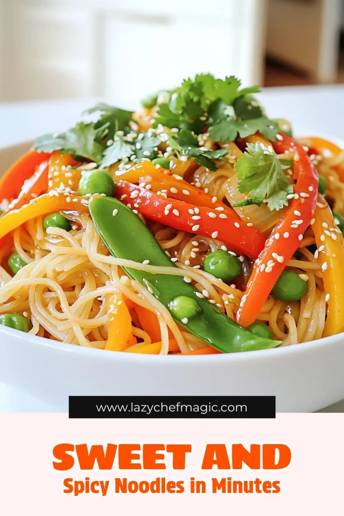 Spice up your dinner with these Sweet & Spicy Gochujang Noodles! This easy recipe combines chewy rice noodles with a flavorful gochujang sauce and fresh veggies for a delightfully vibrant meal ready in just 20 minutes. Perfect for any night of the week, these noodles are sure to impress! Click through to discover the full recipe and make your taste buds dance! #GochujangNoodles #SpicyRecipes #QuickMeals #PastaLovers