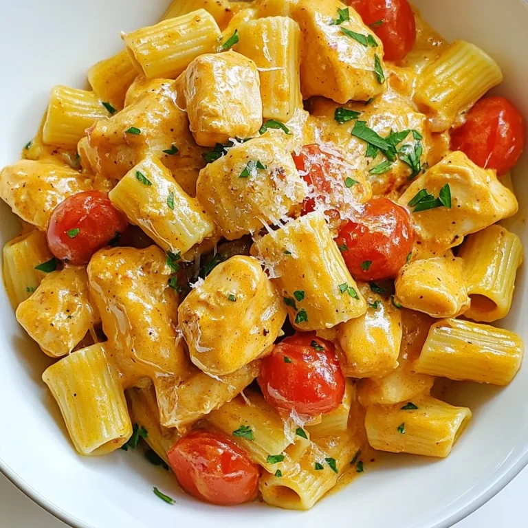 - 2 chicken breasts, diced into bite-sized pieces - 8 oz (225g) pasta (penne or rigatoni recommended) - 4 tablespoons unsalted butter, divided - 2 cloves garlic, minced - 1 cup cherry tomatoes, halved - 1 cup heavy cream - 1/2 cup grated Parmesan cheese These main ingredients form the heart of Cowboy Butter Chicken Pasta. The chicken gives protein, while pasta adds a chewy base. Butter brings richness, and garlic offers a nice punch. Tomatoes add freshness, and cream creates that creamy delight. Parmesan cheese ties everything together with its salty flavor. - 1 teaspoon smoked paprika - 1 teaspoon onion powder - 1 teaspoon dried oregano - 1 teaspoon chili flakes (adjust according to desired spice level) - Salt and pepper to taste Seasoning is key to making this dish pop. Smoked paprika gives a warm, smoky taste. Onion powder adds depth, while oregano brings a bit of earthiness. Chili flakes can spice things up, so adjust them to your liking. Don’t forget salt and pepper to enhance all those flavors. - Fresh parsley, chopped for garnish - Additional Parmesan cheese Garnishing is all about presentation and flavor. Fresh parsley adds a hint of color and freshness. Extra Parmesan cheese can bring a savory punch to each bite. These simple touches make a big difference in how the dish looks and tastes. {{ingredient_image_2}} Start by boiling a large pot of salted water. It should bubble like a hot spring. Add the pasta and cook it until it's just right, or al dente. This usually takes about 8-10 minutes. Once done, set aside 1 cup of starchy pasta water. Then, drain the pasta and let it rest. In a big skillet, heat 2 tablespoons of butter over medium heat. Toss in the diced chicken. Sprinkle on smoked paprika, onion powder, salt, and pepper. Cook the chicken for about 5-7 minutes. Stir it around until it turns golden brown and is fully cooked. Once the chicken is ready, add minced garlic and halved cherry tomatoes to the skillet. Sauté this mix for about 2-3 minutes. Watch the tomatoes soften and give off their tasty juices. This adds a punch of flavor to your dish. Now, lower the heat to medium-low. Add the last 2 tablespoons of butter and pour in the heavy cream. Stir it all together well. Let the sauce gently simmer. This step helps create that creamy texture you want. Add your cooked pasta to the skillet. Toss it gently so every noodle gets coated in the rich sauce. If the sauce feels too thick, slowly add the reserved pasta water. Keep adding until you reach the perfect creaminess for your dish. Sprinkle in the grated Parmesan cheese and mix it well until it melts into the sauce. Taste your pasta and adjust the seasoning. You can add more salt, pepper, or chili flakes if you like it spicier. Now, your Cowboy Butter Chicken Pasta is ready to serve! For Cowboy Butter Chicken Pasta, you can use either penne or rigatoni. I find penne works great because its tube shape holds the sauce well. Rigatoni is also a good choice. Its larger size gives you more sauce in each bite. Pick whichever you like best! To get the sauce just right, use the reserved pasta water. If your sauce is too thick, add some pasta water slowly. This water is starchy and helps the sauce cling better to the pasta. Adjust until you find the perfect creaminess. To make the dish even better, think about adding more herbs or spices. Fresh basil or thyme can brighten the flavors. You could also try adding a dash of lemon juice for some zest. If you like heat, consider more chili flakes. Just remember to adjust to your taste! Pro Tips Perfectly Cooked Pasta: Always cook your pasta until al dente for the best texture. It will continue to cook slightly when mixed with the sauce. Seasoning the Chicken: Don't skimp on seasoning your chicken! Ensure it's well-seasoned before cooking for maximum flavor. Customizing Spice Level: Adjust the chili flakes according to your preference. You can also add fresh jalapeños for an extra kick. Garnishing: For a pop of color and freshness, always finish with freshly chopped parsley and an additional sprinkle of Parmesan. {{image_4}} You can switch up the protein in Cowboy Butter Chicken Pasta. If you like shrimp, just sauté them for a few minutes. They cook fast and add a nice flavor. Turkey works well too. Use ground turkey instead of chicken for a lighter option. If you prefer plant-based, try tofu. Press and cube it, then cook until golden. To make a veggie version, skip the chicken entirely. Instead, use a mix of your favorite vegetables. Bell peppers, zucchini, and spinach blend well in this dish. Sauté them just like you would the chicken. Use vegetable broth for added flavor in the sauce. This way, you still enjoy a creamy pasta dish without meat. You can play with the cream options to fit your diet. If you're dairy-free, try cashew cream. Soak cashews in water, then blend until smooth. This gives a rich texture. Another option is half-and-half for a lighter sauce. You can even use coconut cream for a fun twist. Each choice gives a unique taste to the dish. To store leftover Cowboy Butter Chicken Pasta, let it cool first. Place it in a tight container. This keeps it fresh and tasty. Make sure to eat it within three days for the best flavor. When you reheat, add a splash of cream or pasta water. This helps keep it creamy. You can freeze Cowboy Butter Chicken Pasta for later. First, let it cool completely. Then, put it in a freezer-safe bag or container. Remove any air to prevent freezer burn. It can last up to three months in the freezer. When you're ready to eat, thaw it in the fridge overnight. Reheat it on the stove with a bit of cream. Stir gently until hot. In the fridge, Cowboy Butter Chicken Pasta lasts about three days. If you freeze it, it can last up to three months. Always check for signs of spoilage before eating. If it smells off or looks strange, it’s best to throw it away. Enjoy your tasty pasta while it's fresh! Yes, you can use different types of chicken. Chicken thighs add extra flavor. Rotisserie chicken saves time and is very tasty. Just make sure to shred or chop it into bite-sized pieces. You can also grill or bake chicken if you prefer. The spice level can be adjusted to fit your taste. The recipe calls for chili flakes. If you want less heat, use fewer flakes. For more heat, add more chili flakes or a dash of hot sauce. Taste as you go to find your perfect spice level. Yes, you can prep this dish ahead of time. Cook the pasta and chicken separately. Store them in the fridge. When ready to serve, combine them with the sauce. This saves time and helps with meal prep during busy weeks. This pasta pairs well with a simple side salad or garlic bread. A fresh green salad adds crunch and balances the creamy sauce. You can also serve it with a light white wine or sparkling water. Enjoy your meal with friends and family! This blog post covered how to make Cowboy Butter Chicken Pasta from start to finish. We discussed key ingredients, step-by-step cooking instructions, and tips for perfecting your dish. You learned about variations, like using shrimp or tofu, and how to store leftovers. Cooking pasta can be easy and fun. Trust your skills and try new flavors. Enjoy your delicious meal!