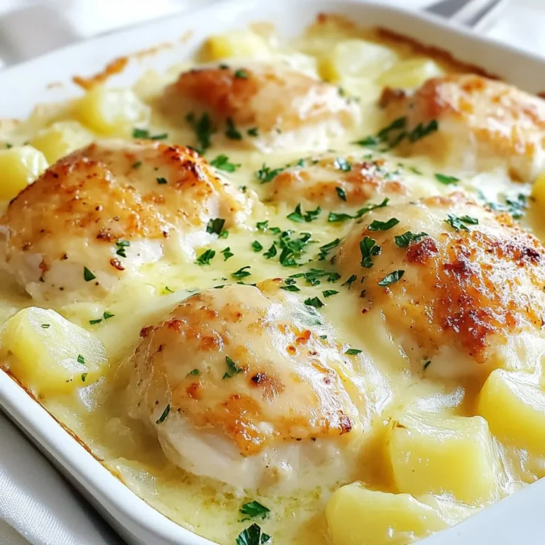 - 4 boneless, skinless chicken breasts - 1 teaspoon garlic powder - 1 teaspoon onion powder - 1 teaspoon Italian seasoning - 1 cup finely grated Parmesan cheese - 4 medium Yukon gold potatoes, diced into cubes - 1 cup low-sodium chicken broth - ½ cup heavy cream - ¼ cup extra virgin olive oil - Salt and freshly ground black pepper to taste - Fresh parsley, chopped (for garnish) - Crockpot - Mixing bowl - Whisk - Measuring spoons - Slotted spoon - Cutting board - Sharp knife Each serving includes: - Calories: 540 - Protein: 40g - Carbohydrates: 35g - Fat: 28g - Fiber: 3g {{ingredient_image_2}} Start with the chicken breasts. First, rinse and pat them dry. This helps the spices stick. Next, sprinkle garlic powder, onion powder, Italian seasoning, salt, and black pepper on both sides. Be generous! You want all the flavors to blend well. Rub the spices into the meat so they soak in. Now grab your crockpot. Lay the diced Yukon gold potatoes evenly at the bottom. This forms a solid base. Next, place the seasoned chicken breasts right on top. This way, the chicken juices will drip down and flavor the potatoes as they cook. In a medium bowl, mix the chicken broth, heavy cream, and half of the grated Parmesan cheese. Use a whisk to blend everything until smooth. No lumps allowed! This creamy sauce adds richness to your dish. Once mixed, set it aside for now. When you're ready, pour this creamy sauce over the chicken and potatoes in the crockpot. Make sure to coat the chicken well. This will keep it moist and add amazing flavor as it cooks. For the best results, I recommend cooking your Garlic Parmesan chicken on low for 6 to 7 hours. This long cook time allows the chicken to become tender and soak up all the flavors. If you're short on time, set your crockpot to high for 3 to 4 hours. The chicken will still taste great, but it may not be as tender. Always keep an eye on it, as each crockpot can cook a bit differently. To ensure your chicken is cooked, use a meat thermometer. The chicken should reach an internal temperature of 165°F (75°C). Insert the thermometer into the thickest part of the chicken breast. If you don’t have a thermometer, cut into the chicken. The meat should be white and the juices should run clear. If you see any pink, continue cooking. During the last 30 minutes of cooking, add the remaining Parmesan cheese on top. This step adds a rich, creamy layer to your dish. Cover the crockpot and wait. The cheese will melt, creating a beautiful topping. When serving, drizzle some of the creamy sauce from the bottom of the crockpot over the chicken and potatoes. This adds even more flavor and makes your dish look stunning. Garnish with fresh parsley for a touch of color and freshness. Enjoy! Pro Tips Perfectly Seasoned Chicken: Allow the chicken to marinate in the seasoning for at least 30 minutes before cooking to enhance the flavors. Choosing the Right Potatoes: Yukon gold potatoes are ideal for this recipe due to their creamy texture, but feel free to substitute with russets for a fluffier result. Thickening the Sauce: If you prefer a thicker sauce, add a tablespoon of cornstarch mixed with cold water during the last hour of cooking. Garnishing for Flavor: Fresh herbs like thyme or rosemary can be added along with the parsley for an extra layer of flavor. {{image_4}} You can boost the taste of your dish by adding more spices. Try paprika for a smoky kick. You might also enjoy a pinch of red pepper flakes for heat. Fresh herbs like thyme or rosemary can make a big difference too. Just remember to keep it balanced; too many spices can overpower the garlic and Parmesan flavors. Presentation makes your meal more inviting. Serve the chicken and potatoes on a large platter. Drizzle some of the creamy sauce over everything for a nice shine. Sprinkle fresh chopped parsley on top for color. You can also add lemon wedges for a zesty touch. Pair the dish with steamed veggies or a crisp salad for a complete look. One common mistake is not seasoning the chicken well enough. Make sure to coat it evenly with spices. Another error is not layering the potatoes properly. They should go in first to soak up the flavors. Lastly, don’t skip the last 30 minutes of cooking with Parmesan. That melty cheese makes the dish rich and tasty. If you want to switch up the chicken, you have options. You can use thighs instead of breasts. Chicken thighs stay juicy and add rich flavor. You can also try turkey or pork tenderloin. Both work well with the creamy sauce. Just remember to adjust cooking times if needed. You can make this dish your own with different veggies. Carrots, green beans, or broccoli add great flavor and color. If you want more heartiness, add sweet potatoes or butternut squash. You can even toss in some peas or corn for a pop of sweetness. Feel free to mix and match as you like! Parmesan is a star in this recipe, but you can shake things up. Try using mozzarella for a gooey, cheesy texture. Feta cheese adds a tangy twist that pairs well with the dish. You can even mix different cheeses for a layered flavor. Just keep the total amount close to one cup for the best results. Yes, you can use frozen chicken breasts. Just remember that cooking time will change. If you use frozen chicken, cook on high for about 4 to 5 hours. This ensures that the chicken cooks all the way through. Always check the internal temperature to reach at least 165°F (75°C). This keeps the chicken safe to eat. To make this dish healthier, try these tips: - Use skinless chicken thighs instead of breasts for more flavor. - Substitute heavy cream with low-fat milk or Greek yogurt for a lighter sauce. - Add more veggies like carrots, green beans, or spinach for extra nutrients. - Reduce the amount of cheese to lower the calorie count. These changes keep the dish tasty while making it more nutritious. This dish pairs well with several sides. Here are some ideas: - Steamed broccoli or green beans for a fresh touch. - A crisp green salad with a light vinaigrette. - Garlic bread to soak up the creamy sauce. - Quinoa or brown rice for a wholesome grain option. These sides balance the meal and add more flavors to your plate. This Garlic Parmesan Crockpot Chicken and Potatoes recipe is simple and tasty. We covered the ingredients, tools, and nutritional info. You learned step-by-step how to cook, check doneness, and add creamy sauce. I shared tips to boost flavor and avoid common mistakes. Finally, we explored variations for your taste. Remember, cooking is all about enjoying the process and sharing great meals. Enjoy making this dish your own!