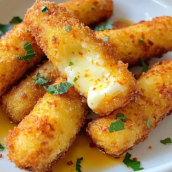- 12 mozzarella sticks - 1 cup all-purpose flour - 2 large eggs - 1 cup buttermilk - 2 cups breadcrumbs (Panko works exceptionally well) - 1 teaspoon garlic powder - 1 teaspoon paprika - 1 teaspoon cayenne pepper (adjust according to your heat preference) - 1 teaspoon smoked paprika - &frac12; teaspoon salt - &frac12; teaspoon black pepper - &frac14; cup hot chili oil (store-bought or homemade Nashville hot oil) - Fresh parsley for garnish (optional) Hot chili oil is a key part of this dish. It gives the mozzarella sticks their signature Nashville heat. You can buy it or make your own. Making it at home is easy! Just heat oil with spices until fragrant. Smoked paprika adds a deep flavor. It makes the sticks taste rich and smoky. Panko breadcrumbs are lighter and crispier than regular ones. They help create a crunchy texture, which is what we want! You can swap all-purpose flour with almond flour for a gluten-free option. If you don't have buttermilk, mix milk with a bit of vinegar. This will give you a similar taste. For mozzarella, feel free to use string cheese. It melts well and holds its shape. If you want less heat, cut back on cayenne pepper. You can also use a milder oil if you prefer less spice. {{ingredient_image_2}} Start by freezing the cheese. Place 12 mozzarella sticks in the freezer for at least 2 hours. This step is key to keeping the sticks firm during frying. If you skip this, they may melt too quickly. While the mozzarella sticks freeze, set up your breading station. - In the first bowl, add 1 cup all-purpose flour. - In the second bowl, whisk 2 large eggs with 1 cup buttermilk until smooth. - In the third bowl, mix 2 cups breadcrumbs, 1 teaspoon garlic powder, 1 teaspoon paprika, 1 teaspoon cayenne pepper, 1 teaspoon smoked paprika, &frac12; teaspoon salt, and &frac12; teaspoon black pepper. Make sure the spices blend well. Now, take the frozen mozzarella sticks out. Coat each stick in flour first, shaking off the excess. Next, dip it into the egg mixture. Let any extra drip back into the bowl. Finally, roll it in the seasoned breadcrumbs. Press gently to coat evenly. After breading all the sticks, lay them in a single layer on a baking sheet. Freeze them again for another 30 minutes. This helps the coating stick better while frying. Heat oil to 350&deg;F (175&deg;C) in a deep frying pan or fryer. Carefully add the breaded sticks in small batches, about 2-3 at a time. Fry them until golden brown, which takes about 1-2 minutes. Once they are done, use a slotted spoon to move them to a plate lined with paper towels. This will soak up any extra oil. Next, drizzle &frac14; cup hot chili oil over the sticks to give them that Nashville heat. Serve them hot and enjoy! Frying mozzarella sticks takes care and skill. First, always freeze the sticks for at least two hours. This keeps the cheese from melting too fast. When you fry, use hot oil at 350&deg;F (175&deg;C). This high heat helps get that golden color and crunchy texture. To keep your mozzarella sticks crispy, drain them well after frying. Use a slotted spoon to transfer them onto paper towels. This step removes excess oil. Serve them right away to enjoy their crunch. If you let them sit too long, they may get soggy. Want to change the heat? You can easily adjust the spice in your sticks. If you like it mild, use less cayenne pepper. For more heat, add extra chili oil when serving. Don't be afraid to experiment and find your perfect balance! Pro Tips Freeze for Best Results: Freezing the mozzarella sticks not only helps them maintain their shape while frying, but also results in a gooey, melty center that contrasts beautifully with the crispy coating. Adjust the Heat: The level of cayenne pepper can be adjusted based on your heat preference. Start with less if you're unsure, and you can always add more hot chili oil for that Nashville spice! Panko Breadcrumbs: Using Panko breadcrumbs will give your mozzarella sticks an extra crunchy texture. Don&rsquo;t skip this step for that ideal crispy bite! Serve Immediately: For the best experience, serve the mozzarella sticks hot out of the fryer. They are at their crispiest and most flavorful right after cooking! {{image_4}} You can switch up the cheese for these sticks. Cheddar adds a sharp taste. Pepper jack brings heat and flavor. For a creamy twist, try gouda. Each cheese melts differently, so choose what you like best. To make Nashville hot sauce, mix hot chili oil with seasonings. Start with cayenne pepper and smoked paprika. Add garlic powder and a bit of sugar for sweetness. Adjust the heat by adding more or less cayenne. This sauce packs a punch and enhances the sticks. For a vegetarian option, use plant-based mozzarella. Many brands offer great melting cheese. If you want a vegan version, substitute the eggs with a mixture of flaxseed meal and water. Use non-dairy milk for the buttermilk. These swaps keep the flavor while meeting dietary needs. To store leftover mozzarella sticks, let them cool first. Place them in an airtight container. They will stay fresh for about 3 days in the fridge. Avoid stacking them to keep the coating crispy. To reheat, use an oven or an air fryer. Preheat your oven to 375&deg;F (190&deg;C). Place the mozzarella sticks on a baking sheet. Bake for about 10 minutes until hot and crispy. If using an air fryer, cook at 375&deg;F (190&deg;C) for 5-7 minutes. This method keeps their crunch. You can freeze uncooked mozzarella sticks for later use. After breading, place them on a baking sheet in a single layer. Freeze until solid, about 1-2 hours. Once frozen, transfer them to a freezer bag. They will last for up to 3 months. Fry them straight from the freezer when you&rsquo;re ready to enjoy. Yes, you can prepare these sticks ahead. After breading, place them on a tray. Freeze them for up to a month. When ready to cook, fry them straight from the freezer. This keeps them fresh and tasty. The best oil for frying is one with a high smoke point. Peanut oil and canola oil work well. They heat up nicely and give a crisp texture. You can also use vegetable oil if it's what you have on hand. Yes, you can bake them! Preheat your oven to 450&deg;F (232&deg;C). Arrange the sticks on a baking sheet. Spray them lightly with oil. Bake for about 10-12 minutes, flipping halfway through, until golden. They may not be as crispy as fried, but they will still taste great. You&rsquo;ve learned about Nashville hot mozzarella sticks, from ingredients to storage. By using the right cheese and spices, you can create tasty, crispy treats. Remember, the key to great frying is temperature and technique. Don&rsquo;t hesitate to try variations, like vegan options or homemade sauces. Store leftovers properly to enjoy later. With practice, you&rsquo;ll master this dish and impress your friends or family. Enjoy the deliciousness you create!