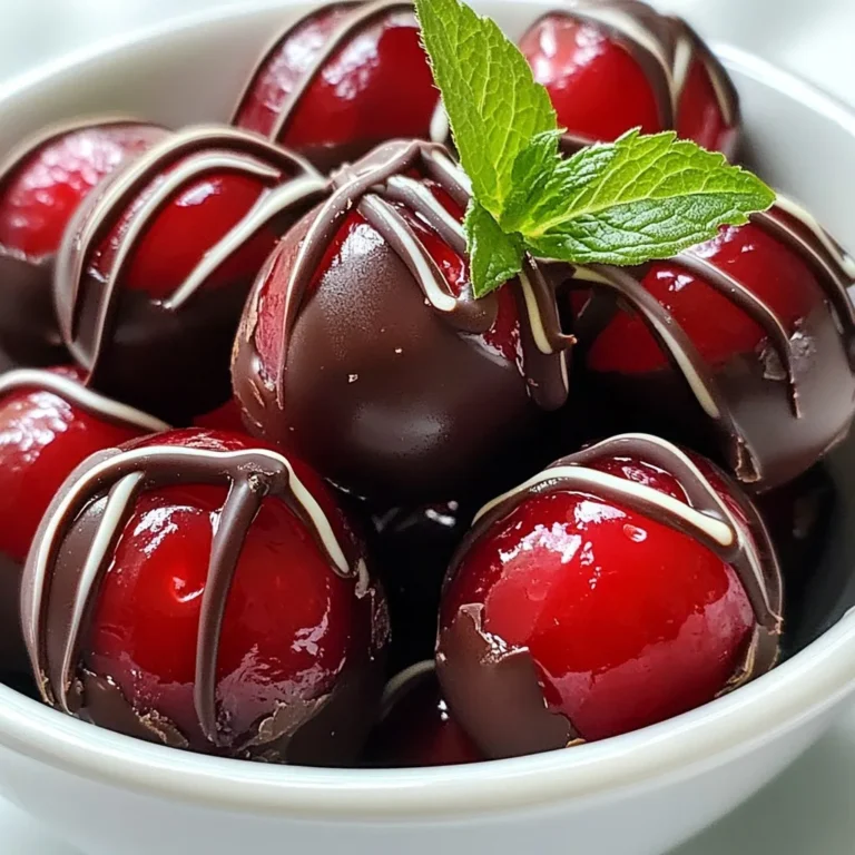 - Fresh or frozen cranberries - Granulated sugar - Water - Ground cinnamon - Sea salt - Dark chocolate chips - Coconut oil (optional) - Fresh mint leaves for garnish (optional) The ingredients for chocolate covered cranberry sauce are simple yet powerful. Fresh or frozen cranberries bring a bright, tart flavor. Granulated sugar adds sweetness to balance the tartness. Water helps to cook the cranberries down into a sauce. Ground cinnamon gives warmth and depth. A pinch of sea salt enhances all the flavors. For the chocolate coating, dark chocolate chips provide richness. You can use vegan or regular chips based on your needs. If you want a creamier texture, add coconut oil. This step is optional but helps make the chocolate silky smooth. Finally, fresh mint leaves can add a lovely touch when serving. Be mindful of your ingredient choices. Fresh cranberries work best when they are in season. If using frozen ones, ensure they are thawed and drained well. This will help the sauce thicken nicely. The sweetness can also be adjusted based on your taste preference. Enjoy the process of selecting fresh ingredients, as they will enhance your dish! {{ingredient_image_2}} - Start by mixing 2 cups of cranberries, 1 cup of sugar, and 1 cup of water in a saucepan. Add 1/2 teaspoon of ground cinnamon and 1/4 teaspoon of sea salt. Stir it all well. - Cook the mix over medium heat. Bring it to a boil. Stir often. You will see the cranberries start to pop. This should take about 8-10 minutes. - Lower the heat and let it simmer for 5 more minutes. The sauce will thicken a bit. Then take it off the heat. Let it cool at room temperature. - Once cool, move the sauce into a bowl and place it in the fridge. Chill it completely. - You will need 1 cup of dark chocolate chips and 1 tablespoon of coconut oil for a smooth dip. - In a microwave-safe bowl, combine the chocolate chips and coconut oil. Heat it in 30-second bursts. Stir after each time. This helps melt the chocolate evenly. - Keep checking the consistency. You want it silky and smooth. - Take spoonfuls of the chilled cranberry sauce. Dip them into the melted chocolate. Let any extra chocolate drip off. - Place the chocolate-covered bites on a tray lined with parchment paper. Repeat until all the sauce is gone. - Put the tray in the fridge for at least 30 minutes. The chocolate will set and become firm. - Choosing the right cranberries: Use fresh cranberries for the best taste. If fresh ones are not available, frozen cranberries work well, too. They should be plump and bright in color. Avoid any that look mushy or shriveled. - Adjusting sweetness to taste: The sugar in the recipe balances the tartness of the cranberries. If you like it sweeter, add more sugar. Start with a little and taste as you go. You can also try honey or maple syrup as alternatives. - Tips for achieving the right consistency: Cook the sauce until the cranberries burst and it thickens. If it's too thin, simmer it longer. If it's too thick, add a splash of water during cooking. - Best practices for melting chocolate: Use a microwave or a double boiler. If using a microwave, melt in 30-second bursts. Stir in between to avoid burning. Chocolate should be smooth and shiny when done. - Using coconut oil for creaminess: Adding coconut oil makes the chocolate smoother and shinier. It also helps the chocolate coat the cranberries better. Use about one tablespoon for every cup of chocolate. - Avoiding chocolate seize-up: Keep water away from chocolate. Even a tiny drop can cause it to seize. If it does, you can add a bit of warm coconut oil to help restore the smooth texture. Pro Tips Fresh vs. Frozen: Using fresh cranberries will give you a brighter flavor, but frozen cranberries can be just as delicious and are available year-round. Chocolate Choices: Feel free to experiment with different types of chocolate, such as milk or white chocolate, for varied sweetness and flavor profiles. Chilling is Key: Allowing the cranberry sauce to chill completely before dipping ensures a smooth coating and prevents the chocolate from melting. Garnish for Elegance: Adding fresh mint leaves not only enhances the presentation but also adds a refreshing contrast to the rich chocolate. {{image_4}} You can make this dip even more special. Try adding spices like cardamom. A pinch gives a warm, sweet taste. You can also use different types of chocolate. White or milk chocolate adds a sweet and creamy twist. If you want a dairy-free option, go for vegan chocolate chips. Each choice changes the flavor and look of your dish. You can serve chocolate-covered cranberry sauce in many fun ways. Use it as a dip for fruits or pretzels at a party. It also works well as a topping for desserts like ice cream or cheesecake. For a fancy touch, add it to a cheese or charcuterie board. The tartness of the cranberries pairs nicely with rich cheeses. This dip is not just a treat; it’s a versatile addition to any meal. To keep chocolate-covered cranberries fresh, use airtight containers. This method prevents moisture and air from getting in. Store them in the fridge for up to one week. If you want them to last longer, freezing is a great option. To freeze chocolate-covered cranberry sauce, place them in a single layer on a tray. Once frozen, transfer them to an airtight container or freezer bag. They can last up to three months in the freezer. When ready to eat, thaw them in the fridge overnight. Use them straight from the fridge for a cool treat, or let them sit at room temperature for a few minutes before serving. Yes, you can use frozen cranberries. They work just as well as fresh ones. When using frozen cranberries, there is no need to thaw them. Just add them straight to the pot. They will break down and release juice during cooking. This makes for a rich and tasty sauce. Dark chocolate chips are the best for dipping. They give a nice balance of sweetness and richness. You can also use milk chocolate or white chocolate if you prefer. For a vegan option, choose dairy-free dark chocolate chips. Always check the label to ensure it fits your needs. Chocolate-covered cranberries can last up to one week in the fridge. Store them in an airtight container to keep them fresh. If you want to enjoy them longer, you can freeze them. Just make sure to separate layers with parchment paper. Cranberries are very healthy. They are low in calories and high in vitamins. They are also full of antioxidants, which help fight free radicals. Eating cranberries can support heart health and help prevent urinary tract infections. Yes, this recipe can easily be made vegan. Use vegan dark chocolate chips and leave out the coconut oil if you wish. The cranberry sauce itself is already vegan-friendly. Enjoy this delightful treat without any animal products! This article covered how to make delicious chocolate-covered cranberries. We explored the needed ingredients and step-by-step instructions for preparation. You learned tips for perfecting both the sauce and the chocolate melting process. Variations allow for creativity, and you can pair these bites with many dishes. Proper storage keeps them fresh for longer. Using these methods, you can create a treat that impresses friends and family. Enjoy experimenting with flavors and sharing your tasty creations.