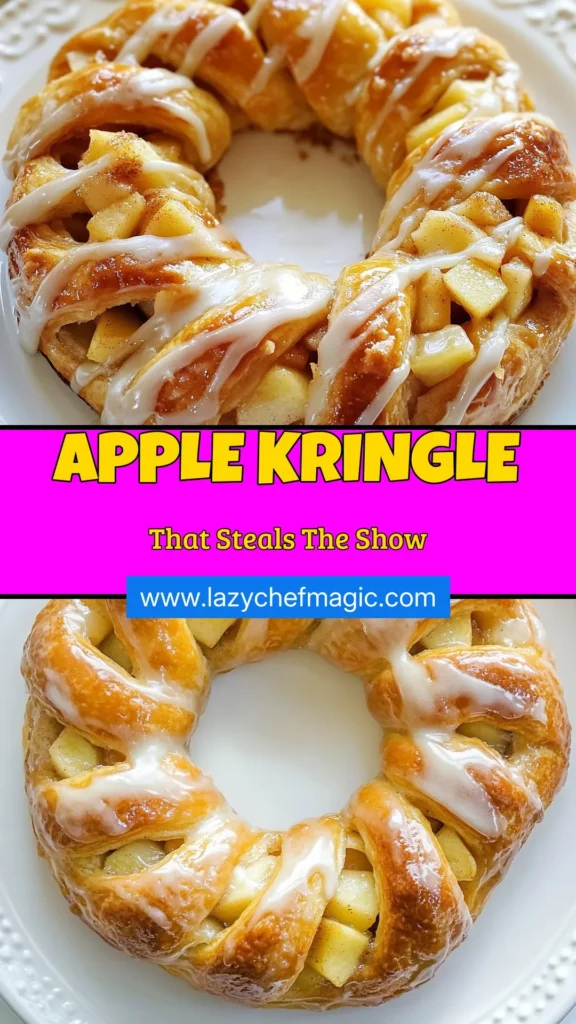Indulge in the sweet delight of this easy apple dessert with our Apple Kringle recipe! This homemade kringle offers layers of cinnamon apple pastry filled with delicious diced apples and finished with a luscious glazed apple kringle. Perfect for gatherings or cozy evenings at home! Try this simple recipe today and savor every bite. Don&rsquo;t forget to save for later! #AppleKringle #EasyAppleDessert #HomemadeKringle #CinnamonApplePastry