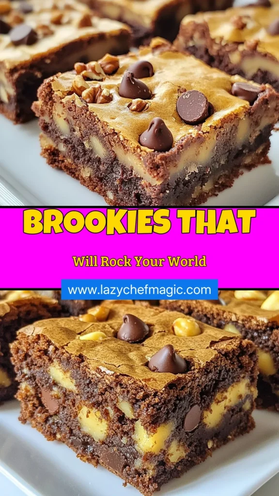 Indulge in the best of both worlds with our delicious chocolate chip brookies! This easy brookies dessert features a rich brownie base topped with a layer of soft, chewy chocolate chip cookie dough, creating irresistible brownie cookie bars. Perfect for sharing or satisfying your sweet tooth, this brookies recipe is a must-try for any chocolate chip dessert bars lover. Check out the full recipe and get baking today! #ChocolateChipBrookies #BrookiesRecipe #BrownieCookieBars #EasyDessert