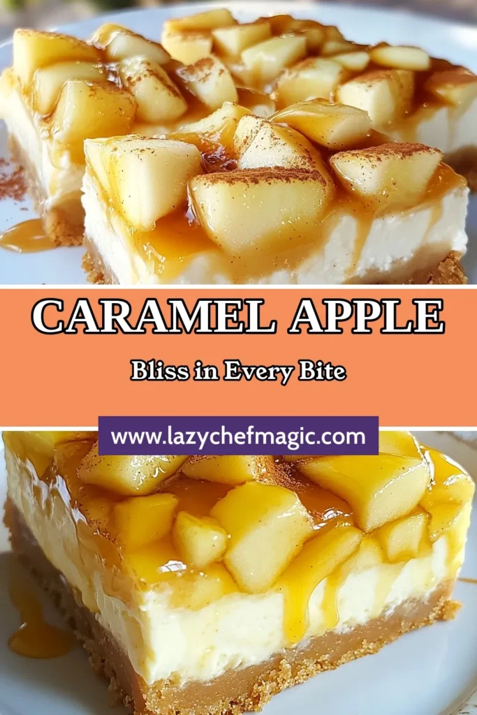 Indulge in these delicious Caramel Apple Cheesecake Bars&mdash;a perfect combination of creamy cheesecake and tart apples. This easy caramel apple dessert is a must-try for any occasion. With our simple Cheesecake Bars recipe, you&rsquo;ll impress friends and family in no time. Enjoy the rich flavor of cream cheese apple bars topped with gooey caramel. Ready to create these no-bake caramel apple treats? Click to find the full recipe! #CaramelAppleCheesecakeBars #DessertRecipe #FallBaking #EasyDesserts