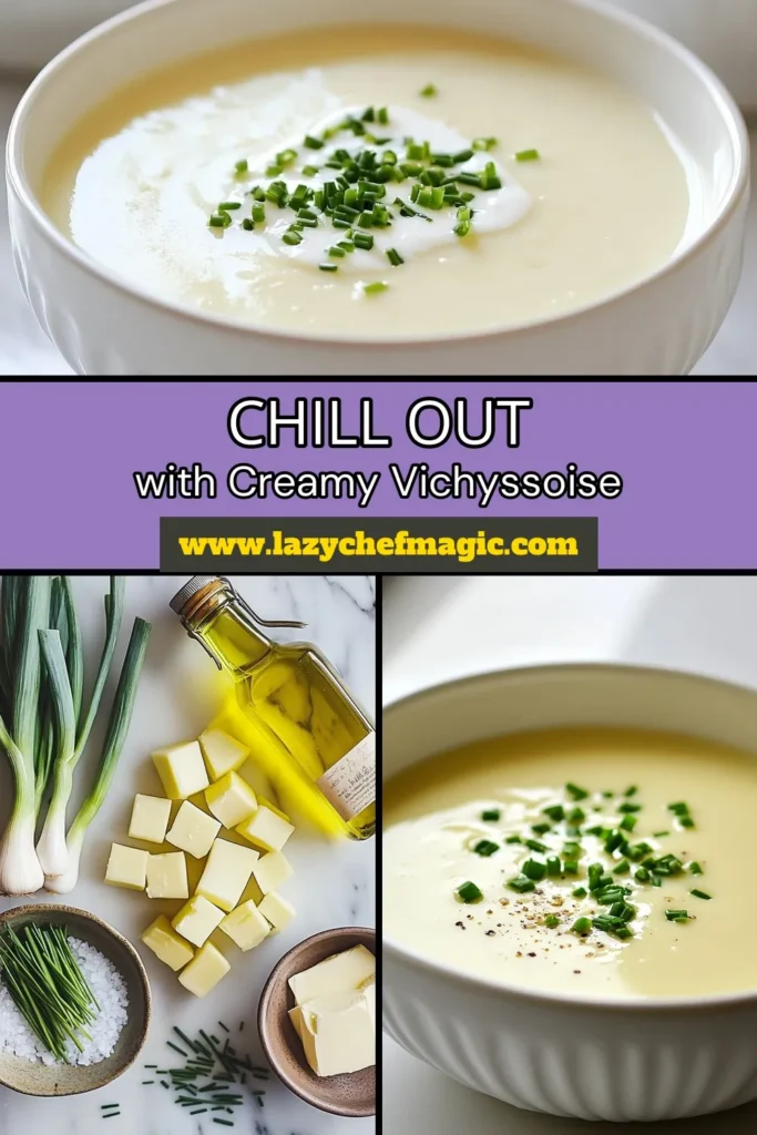 Discover the refreshing taste of this chilled vichyssoise recipe, a creamy leeks and potatoes soup that's perfect for summer. This easy vichyssoise is made with simple ingredients like fresh leeks and potatoes, blended to creamy perfection. Ideal as a cold potato leek soup, it's a delicious addition to your summer soup recipes. Try it today and impress your friends! Save this recipe for later. #Vichyssoise #SummerSoups #ChilledSoup #EasyRecipes