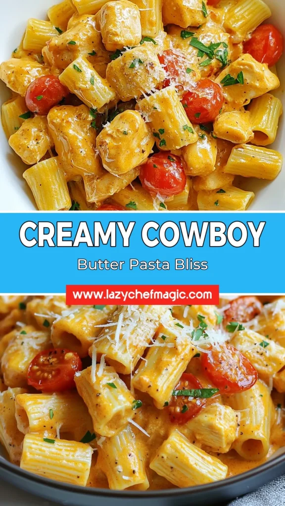 Savor the irresistible flavors of Cowboy Butter Chicken Pasta, the perfect creamy chicken pasta recipe for a quick and easy chicken pasta dinner. This one pot chicken pasta is loaded with garlic butter goodness and comes together in just 30 minutes! Ideal for busy weeknights or special gatherings, it's a dish everyone will love. Don&rsquo;t forget to save this recipe and share with friends! #CowboyButterChickenPasta #CreamyChickenPasta #EasyDinner #OnePotPasta
