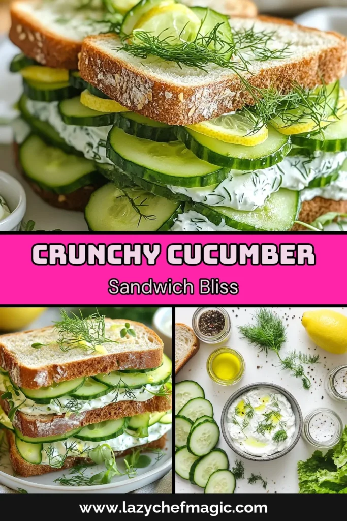 Discover the perfect summer treat with these Crispy Cucumber Sandwiches! Made with a creamy cream cheese cucumber spread and fresh, crunchy cucumber slices, this recipe is ideal for healthy cucumber recipes lovers. Enjoy these whole grain sandwiches as fresh summer snacks that are sure to impress. Easy to make and absolutely delicious, get your recipe now and elevate your snacking game! #CucumberSandwiches #HealthySnacks #SummerRecipes #WholeGrain