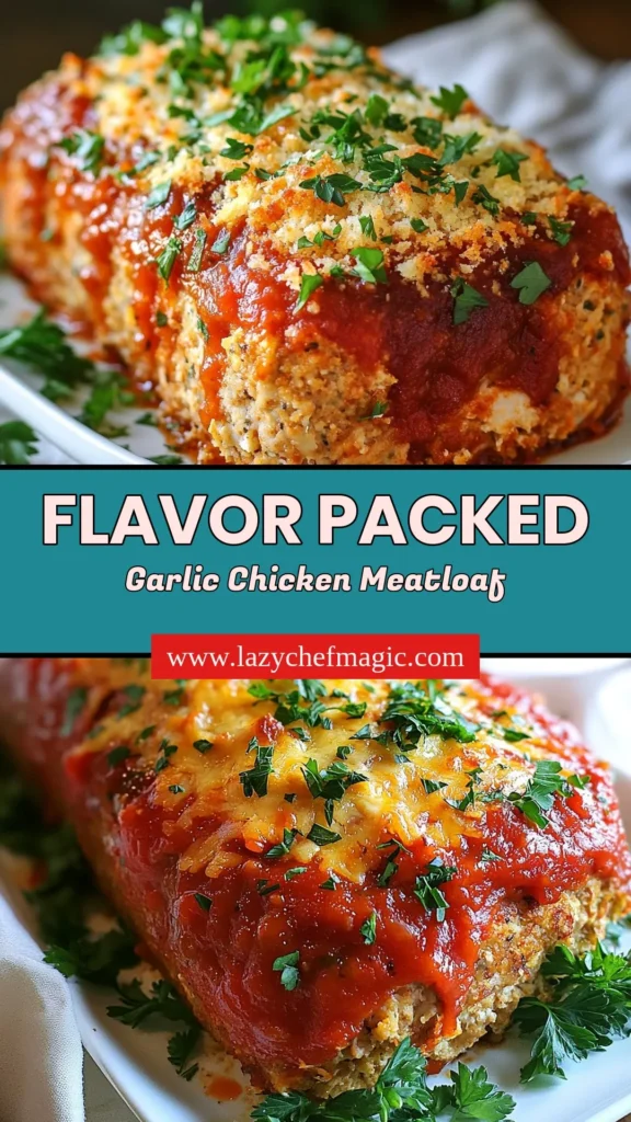 Discover the deliciousness of Garlic Parmesan Chicken Meatloaf, a healthy twist on a family favorite! This easy ground chicken meatloaf recipe combines breadcrumbs, Parmesan cheese, and savory garlic for an irresistible flavor. Perfect for a quick weeknight dinner, this homemade garlic meatloaf is both nutritious and satisfying. Try it today and elevate your meal routine! Save this recipe for your next cooking adventure! #ChickenMeatloaf #HealthyRecipes #EasyDinner #FoodieFavorites