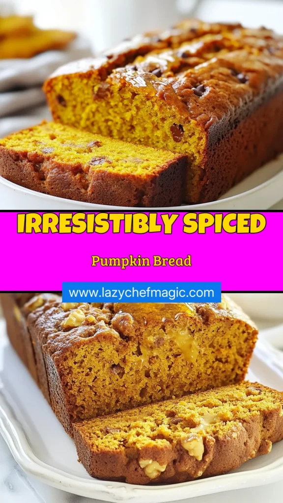 Discover the ultimate easy pumpkin bread recipe that will fill your kitchen with the cozy scents of fall! This moist pumpkin bread is perfectly spiced and can be enhanced with chocolate chips for a delightful twist. Simple to make, this spiced pumpkin bread is a crowd-pleaser. Don't miss out on this delicious pumpkin bread with chocolate chips! Save this recipe for your next baking adventure. #PumpkinBreadRecipe #EasyPumpkinBread #SpicedPumpkinBread #PumpkinDessert