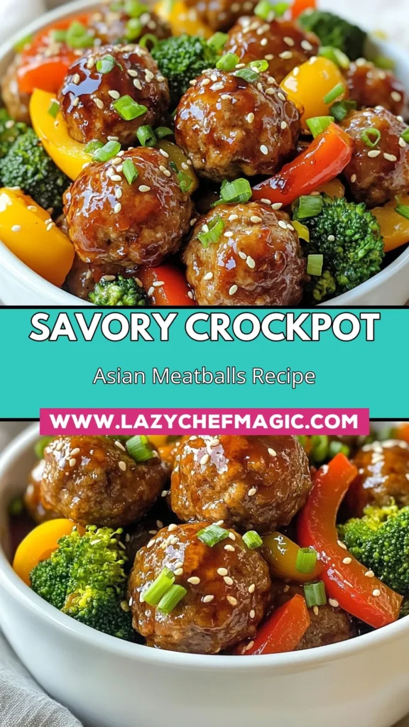 Discover the deliciousness of this Crockpot meatballs recipe featuring Asian-inspired flavors! These Asian meatballs slow cooker style are made with ground beef, flavored with ginger and garlic, and smothered in rich teriyaki sauce. Perfect for an easy Asian dinner recipe, serve these teriyaki meatballs over rice for a satisfying meal. Try this recipe today and elevate your weeknight dinners! Save it now! #CrockpotMeatballs #AsianMeatballs #TeriyakiMeatballs #EasyDinnerRecipe