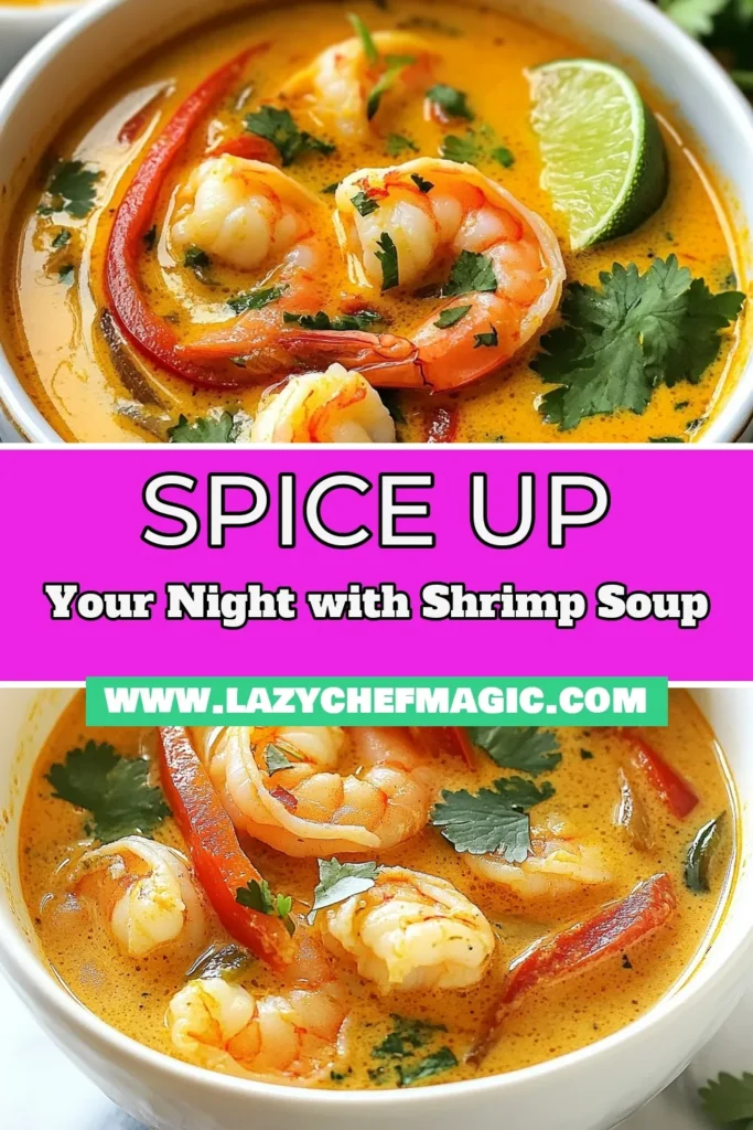 Looking for a delicious Quick Shrimp Soup? This spicy shrimp recipe combines succulent shrimp, creamy coconut milk, and zesty red curry for a mouthwatering dish. Perfect for a weeknight dinner, this easy shrimp soup is ready in just 20 minutes. Dive into this flavorful coconut milk soup and impress your family with every spicy spoonful. Save this recipe for a cozy night in! #QuickShrimpSoup #SpicyShrimpRecipe #CoconutMilkSoup #EasyShrimpSoup