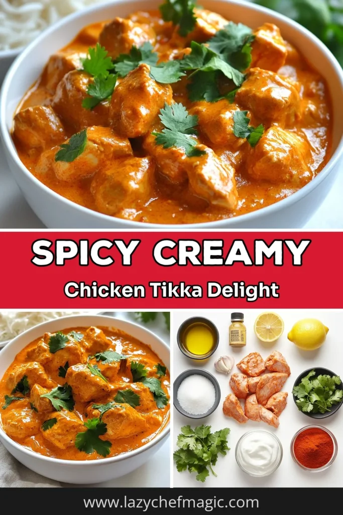Indulge in this Spicy Chicken Tikka Masala, a creamy tikka masala recipe that will elevate your dinner game! This coconut cream chicken curry blends rich flavors for an easy chicken tikka masala dish that's perfect for any night. Made with yogurt for extra creaminess, it's a crowd-pleaser. Try this delicious recipe today and enjoy a taste of India at home! Save it now! #ChickenTikkaMasala #CoconutCreamCurry #EasyRecipes #TikkaMasala