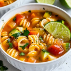 For a delicious pot of Mexican Sopa de Conchas, you'll need: - 1 cup conch shell pasta (or any small shell-shaped pasta) - 2 tablespoons extra virgin olive oil - 1 medium onion, diced - 2 cloves garlic, minced - 1 medium carrot, diced - 1 medium zucchini, diced - 1 cup diced tomatoes (canned or fresh, with juice) - 4 cups vegetable broth (preferably low-sodium) - 1 teaspoon ground cumin - 1 teaspoon smoked paprika - 1/2 teaspoon chili powder (or adjust to taste for desired spice level) - Salt and freshly ground black pepper to taste - Fresh cilantro, chopped (for garnish) - 1 lime, cut into wedges (for serving) You can swap ingredients based on what you have: - Pasta: Use any small pasta shape, like ditalini or orzo. - Olive Oil: Canola or avocado oil work as good substitutes. - Vegetable Broth: Chicken broth is a tasty option if you want more flavor. - Tomatoes: Use tomato sauce for a smoother texture. - Cilantro: Parsley can replace cilantro if you prefer a milder taste. Choosing fresh ingredients makes a big difference. Here are some tips: - Onions: Look for firm, smooth-skinned onions. Avoid soft spots. - Garlic: Choose bulbs that are firm and dry with tight skin. - Carrots: Pick bright orange carrots that feel firm and crisp. - Zucchini: Select small to medium zucchini that are glossy and firm. - Tomatoes: Choose ripe tomatoes that smell sweet and feel slightly soft. These tips will help you gather the best ingredients for your flavorful Sopa de Conchas! {{ingredient_image_2}} 1. Heat oil: Start by heating 2 tablespoons of extra virgin olive oil in a large pot over medium heat. 2. Saut&eacute; onion: Add 1 medium diced onion. Cook for 3-4 minutes until it turns translucent and fragrant. 3. Add garlic: Next, add 2 minced garlic cloves. Stir for about 1 minute. Don&rsquo;t let it burn. 4. Incorporate veggies: Toss in 1 medium diced carrot and 1 medium diced zucchini. Cook for another 3-4 minutes, stirring until they soften. 5. Mix in tomatoes and spices: Add 1 cup of diced tomatoes with juice, 1 teaspoon of ground cumin, 1 teaspoon of smoked paprika, and 1/2 teaspoon of chili powder. Season with salt and pepper. Cook for 5 minutes, stirring often. 6. Pour in broth: Add 4 cups of vegetable broth. Raise the heat to bring it to a gentle boil. 7. Cook pasta: Once boiling, add 1 cup of conch shell pasta. Cook according to the package, usually 8-10 minutes, stirring to avoid sticking. 8. Taste and serve: After cooking, taste the soup. Adjust the seasoning if needed. Remove from heat and let flavors meld for a couple of minutes. Serve hot, garnished with fresh cilantro and a lime wedge. - Keep an eye on the heat. If it gets too high, your soup might boil too fast. - Stir occasionally to prevent sticking, especially after adding the pasta. - Let the soup sit for a couple of minutes after cooking. This helps the flavors blend. - Saut&eacute; the onion and garlic well. This builds a solid flavor base. - Use fresh tomatoes when in season for a brighter taste. - Adjust the spice levels by adding more chili powder or fresh peppers. Taste as you go for the best results. To ensure your conch shell pasta is just right, cook it al dente. This means it should be firm but not hard. Follow the package instructions closely. Stir the pasta often while cooking. This helps prevent it from sticking to the pot. Want more heat? Add more chili powder! If you prefer mild flavors, skip the chili powder. You can also use fresh jalape&ntilde;os for a different kick. Taste your soup as you cook. This way, you can adjust the spices to fit your taste. Serve your soup with lime wedges. The lime adds a bright flavor. Fresh cilantro on top gives a nice touch. You might also enjoy tortilla chips or crusty bread on the side. These add crunch and make the meal more filling. Pro Tips Use Fresh Ingredients: For the best flavor, opt for fresh vegetables and herbs. Fresh produce enhances the overall taste and nutritional value of your soup. Adjust Spice Levels: Customize the heat of your soup by adjusting the chili powder to your liking. Start with less and add more as needed to suit your taste. Don't Overcook the Pasta: Be sure to cook the conch shell pasta al dente to prevent it from becoming mushy in the soup. It will continue to cook slightly after being added to the broth. Garnish for Flavor: A sprinkle of fresh cilantro and a squeeze of lime not only add a pop of color but also enhance the flavor profile of the soup, making it more vibrant. {{image_4}} You can easily make Sopa de Conchas vegetarian or vegan. Replace vegetable broth with vegetable stock. For added protein, use beans like black beans or chickpeas. They add texture and nutrients. You can also add more vegetables like bell peppers or spinach. These add color and taste to your soup. If you want to add protein, chicken or shrimp works great. For chicken, use shredded cooked chicken. You can add it when you add the pasta. If you prefer shrimp, add it a few minutes before the pasta is done. This way, the shrimp cooks perfectly without getting tough. Sopa de Conchas varies by region. In some areas, you might find avocado or corn added. For a spicy kick, add diced jalape&ntilde;os. You could also try using different spices like oregano or coriander. These options give the soup a unique flavor. Experiment with local ingredients to make it your own! To keep your Sopa de Conchas fresh, let it cool down first. Place it in an airtight container. Store it in the fridge. It will last for about three days. Make sure to separate the pasta if possible. This prevents it from getting too soft. When reheating, use a pot on medium heat. Add a splash of water or broth. This helps to keep the soup from drying out. Stir often to mix the flavors. You can also microwave it in a safe bowl. Heat in short bursts to avoid overheating. For long-term storage, freeze the soup without the pasta. Use freezer-safe containers or bags. It can stay fresh for up to three months. When ready to eat, thaw it in the fridge overnight. Reheat and add fresh pasta for the best taste. Sopa de Conchas is a hearty soup from Mexico. It features conch shell pasta in a rich broth. The soup combines fresh veggies and spices for a tasty meal. You can enjoy it as a starter or main dish. The blend of flavors creates a comforting and satisfying experience. Yes, you can use other small pasta shapes. Try ditalini, orzo, or even mini shells. The key is to choose pasta that holds sauce well. Adjust cooking time based on the pasta you pick. Make sure the pasta is cooked al dente for the best texture. Sopa de Conchas can be mild or spicy. It depends on how much chili powder you add. If you prefer less heat, start with a smaller amount. You can always add more spice later. The dish is also great with lime juice to balance flavors. In this blog post, we explored how to make Sopa de Conchas. We covered key ingredients, cooking steps, and useful tips to enhance flavor. You learned about ingredient substitutions and ways to store leftovers. We also discussed variations to suit your taste. Remember, cooking is fun and creative. Don't hesitate to try new ideas. Enjoy every bowl of Sopa de Conchas you make! Your taste buds will thank you.