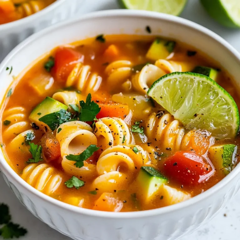 For a delicious pot of Mexican Sopa de Conchas, you'll need: - 1 cup conch shell pasta (or any small shell-shaped pasta) - 2 tablespoons extra virgin olive oil - 1 medium onion, diced - 2 cloves garlic, minced - 1 medium carrot, diced - 1 medium zucchini, diced - 1 cup diced tomatoes (canned or fresh, with juice) - 4 cups vegetable broth (preferably low-sodium) - 1 teaspoon ground cumin - 1 teaspoon smoked paprika - 1/2 teaspoon chili powder (or adjust to taste for desired spice level) - Salt and freshly ground black pepper to taste - Fresh cilantro, chopped (for garnish) - 1 lime, cut into wedges (for serving) You can swap ingredients based on what you have: - Pasta: Use any small pasta shape, like ditalini or orzo. - Olive Oil: Canola or avocado oil work as good substitutes. - Vegetable Broth: Chicken broth is a tasty option if you want more flavor. - Tomatoes: Use tomato sauce for a smoother texture. - Cilantro: Parsley can replace cilantro if you prefer a milder taste. Choosing fresh ingredients makes a big difference. Here are some tips: - Onions: Look for firm, smooth-skinned onions. Avoid soft spots. - Garlic: Choose bulbs that are firm and dry with tight skin. - Carrots: Pick bright orange carrots that feel firm and crisp. - Zucchini: Select small to medium zucchini that are glossy and firm. - Tomatoes: Choose ripe tomatoes that smell sweet and feel slightly soft. These tips will help you gather the best ingredients for your flavorful Sopa de Conchas! {{ingredient_image_2}} 1. Heat oil: Start by heating 2 tablespoons of extra virgin olive oil in a large pot over medium heat. 2. Sauté onion: Add 1 medium diced onion. Cook for 3-4 minutes until it turns translucent and fragrant. 3. Add garlic: Next, add 2 minced garlic cloves. Stir for about 1 minute. Don’t let it burn. 4. Incorporate veggies: Toss in 1 medium diced carrot and 1 medium diced zucchini. Cook for another 3-4 minutes, stirring until they soften. 5. Mix in tomatoes and spices: Add 1 cup of diced tomatoes with juice, 1 teaspoon of ground cumin, 1 teaspoon of smoked paprika, and 1/2 teaspoon of chili powder. Season with salt and pepper. Cook for 5 minutes, stirring often. 6. Pour in broth: Add 4 cups of vegetable broth. Raise the heat to bring it to a gentle boil. 7. Cook pasta: Once boiling, add 1 cup of conch shell pasta. Cook according to the package, usually 8-10 minutes, stirring to avoid sticking. 8. Taste and serve: After cooking, taste the soup. Adjust the seasoning if needed. Remove from heat and let flavors meld for a couple of minutes. Serve hot, garnished with fresh cilantro and a lime wedge. - Keep an eye on the heat. If it gets too high, your soup might boil too fast. - Stir occasionally to prevent sticking, especially after adding the pasta. - Let the soup sit for a couple of minutes after cooking. This helps the flavors blend. - Sauté the onion and garlic well. This builds a solid flavor base. - Use fresh tomatoes when in season for a brighter taste. - Adjust the spice levels by adding more chili powder or fresh peppers. Taste as you go for the best results. To ensure your conch shell pasta is just right, cook it al dente. This means it should be firm but not hard. Follow the package instructions closely. Stir the pasta often while cooking. This helps prevent it from sticking to the pot. Want more heat? Add more chili powder! If you prefer mild flavors, skip the chili powder. You can also use fresh jalapeños for a different kick. Taste your soup as you cook. This way, you can adjust the spices to fit your taste. Serve your soup with lime wedges. The lime adds a bright flavor. Fresh cilantro on top gives a nice touch. You might also enjoy tortilla chips or crusty bread on the side. These add crunch and make the meal more filling. Pro Tips Use Fresh Ingredients: For the best flavor, opt for fresh vegetables and herbs. Fresh produce enhances the overall taste and nutritional value of your soup. Adjust Spice Levels: Customize the heat of your soup by adjusting the chili powder to your liking. Start with less and add more as needed to suit your taste. Don't Overcook the Pasta: Be sure to cook the conch shell pasta al dente to prevent it from becoming mushy in the soup. It will continue to cook slightly after being added to the broth. Garnish for Flavor: A sprinkle of fresh cilantro and a squeeze of lime not only add a pop of color but also enhance the flavor profile of the soup, making it more vibrant. {{image_4}} You can easily make Sopa de Conchas vegetarian or vegan. Replace vegetable broth with vegetable stock. For added protein, use beans like black beans or chickpeas. They add texture and nutrients. You can also add more vegetables like bell peppers or spinach. These add color and taste to your soup. If you want to add protein, chicken or shrimp works great. For chicken, use shredded cooked chicken. You can add it when you add the pasta. If you prefer shrimp, add it a few minutes before the pasta is done. This way, the shrimp cooks perfectly without getting tough. Sopa de Conchas varies by region. In some areas, you might find avocado or corn added. For a spicy kick, add diced jalapeños. You could also try using different spices like oregano or coriander. These options give the soup a unique flavor. Experiment with local ingredients to make it your own! To keep your Sopa de Conchas fresh, let it cool down first. Place it in an airtight container. Store it in the fridge. It will last for about three days. Make sure to separate the pasta if possible. This prevents it from getting too soft. When reheating, use a pot on medium heat. Add a splash of water or broth. This helps to keep the soup from drying out. Stir often to mix the flavors. You can also microwave it in a safe bowl. Heat in short bursts to avoid overheating. For long-term storage, freeze the soup without the pasta. Use freezer-safe containers or bags. It can stay fresh for up to three months. When ready to eat, thaw it in the fridge overnight. Reheat and add fresh pasta for the best taste. Sopa de Conchas is a hearty soup from Mexico. It features conch shell pasta in a rich broth. The soup combines fresh veggies and spices for a tasty meal. You can enjoy it as a starter or main dish. The blend of flavors creates a comforting and satisfying experience. Yes, you can use other small pasta shapes. Try ditalini, orzo, or even mini shells. The key is to choose pasta that holds sauce well. Adjust cooking time based on the pasta you pick. Make sure the pasta is cooked al dente for the best texture. Sopa de Conchas can be mild or spicy. It depends on how much chili powder you add. If you prefer less heat, start with a smaller amount. You can always add more spice later. The dish is also great with lime juice to balance flavors. In this blog post, we explored how to make Sopa de Conchas. We covered key ingredients, cooking steps, and useful tips to enhance flavor. You learned about ingredient substitutions and ways to store leftovers. We also discussed variations to suit your taste. Remember, cooking is fun and creative. Don't hesitate to try new ideas. Enjoy every bowl of Sopa de Conchas you make! Your taste buds will thank you.