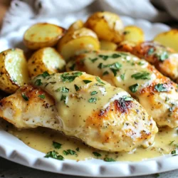 - 4 boneless, skinless chicken breasts - 1 tablespoon Dijon mustard - 1 cup heavy cream - 2 cloves garlic, minced - 1 tablespoon olive oil - 1 lb baby potatoes, halved - 1 teaspoon dried thyme - 1 teaspoon dried rosemary - Salt and black pepper, to taste - Fresh parsley, chopped To make Dijon Cream Chicken & Potatoes, gather these simple ingredients. Start with four boneless, skinless chicken breasts for a lean protein. You will also need Dijon mustard, which gives the dish a tangy flavor. Heavy cream adds richness and creaminess to the sauce. Next, include two cloves of minced garlic for an aromatic kick. Olive oil helps roast the potatoes and cook the chicken. For the potatoes, use one pound of baby potatoes, halved for even cooking. Now for the herbs, one teaspoon each of dried thyme and dried rosemary will enhance the taste. Don&rsquo;t forget to season with salt and black pepper to bring out all the flavors. Finally, for a fresh touch, chop some parsley to garnish the dish before serving. {{ingredient_image_2}} - Preheat the oven to 400&deg;F (200&deg;C). - In a large bowl, mix halved baby potatoes with 1 tablespoon of olive oil. - Add 1 teaspoon of dried thyme, 1 teaspoon of dried rosemary, salt, and pepper. - Toss it all together until the potatoes are coated well. - Spread the potatoes on a baking sheet in a single layer. - Roast for about 25-30 minutes. - Toss them halfway through to ensure even roasting. - Heat a large skillet over medium heat. - Season 4 boneless, skinless chicken breasts with salt and pepper. - Cook each side for about 6-7 minutes until they turn golden brown. - Check the internal temperature; it should reach 165&deg;F (74&deg;C). - In the same skillet, add 2 minced garlic cloves and saut&eacute; for 30 seconds. - Stir in 1 tablespoon of Dijon mustard and 1 cup of heavy cream. - Let it simmer for 3-4 minutes until it thickens. - Coat the cooked chicken in this creamy sauce. - On a serving plate, arrange the roasted potatoes first. - Place the Dijon cream chicken on top of the potatoes. - Drizzle any remaining sauce over the chicken. - Garnish with chopped fresh parsley for a pop of color. To roast potatoes well, spread them in a single layer. This helps them cook evenly. If stacked, some will steam instead of roast. For great flavor, I suggest using baby potatoes. They are small, tender, and sweet. You can also try Yukon Gold or red potatoes for a creamy texture. Season your chicken breasts well with salt and pepper. This adds flavor from the start. Cook them for about 6-7 minutes on each side. Use a meat thermometer to check if they reach 165&deg;F (74&deg;C). This ensures your chicken stays juicy and safe to eat. If you&rsquo;re in doubt, cut into one to check the inside. It should be white with no pink. You can add white wine to the sauce for extra depth. It brings a nice tang and richness. To adjust the cream&rsquo;s thickness, let it simmer longer. If you prefer a lighter sauce, add a splash of broth. Taste and adjust the seasoning as needed, adding more salt or pepper if desired. Pro Tips Perfectly Roasted Potatoes: For the best texture, ensure your potatoes are spread out in a single layer on the baking sheet. This allows for even roasting and crispy edges. Chicken Seasoning: Don't skimp on seasoning the chicken. A good amount of salt and pepper enhances the flavor, making the dish more enjoyable. Simmer the Sauce: Allow the cream sauce to simmer gently; this helps it thicken and develop a richer flavor. Stir occasionally to prevent sticking. Garnishing Tips: Fresh herbs add a pop of color and flavor. Try using different herbs like chives or dill for variety in your presentation. {{image_4}} You can use turkey or pork instead of chicken in this recipe. Both options work well. For turkey, choose boneless thighs for a juicy bite. For pork, use tenderloin for a tender texture. Adjust your cooking times slightly. Turkey may take a bit longer, about 8-9 minutes per side. Pork often cooks faster, around 5-6 minutes per side. Always check for doneness. Use a meat thermometer to make sure it reaches 165&deg;F (74&deg;C) for turkey and 145&deg;F (63&deg;C) for pork. If you want a vegetarian dish, replace chicken with tofu or tempeh. Firm tofu works best. Press it to remove excess water for better texture. Cut it into cubes and saut&eacute; until golden. For tempeh, steam it first to soften. Then, slice it and cook in the skillet. Use the same sauce for flavor. This change keeps the dish creamy and tasty while being meat-free. Don&rsquo;t be afraid to add more herbs or spices! Fresh thyme or rosemary can bring extra flavor to the sauce. You can also try adding some paprika or lemon zest for a zesty twist. Experimenting with different types of mustard can elevate the dish. Try whole grain mustard for a bit of crunch. Or, use spicy brown mustard for more kick. These small changes can create new and delightful flavors in your Dijon cream chicken. To keep your Dijon cream chicken and potatoes fresh, cool them down first. Once they reach room temperature, place them in airtight containers. This helps prevent moisture loss and keeps flavors intact. You can store leftovers in the fridge for up to three days. Reheating chicken and potatoes is simple. The best methods are using the oven or a skillet. When using the oven, set it to 350&deg;F (175&deg;C) and heat for about 20 minutes. If using a skillet, add a splash of water and cover it to steam the chicken. This method keeps the chicken moist and the potatoes crispy. For long-term storage, you can freeze the chicken and potatoes. Place them in freezer-safe bags, removing as much air as possible. They can last for up to three months in the freezer. When ready to eat, thaw them overnight in the fridge. Reheat in the oven or skillet as mentioned above for the best results. Cook chicken breasts for 6-7 minutes per side. If your chicken is thick, it may need more time. Always check the internal temperature. It should reach 165&deg;F (74&deg;C). This ensures the chicken is safe to eat. If you use a meat thermometer, it helps a lot. Yes, you can make this dish ahead of time. Cook the chicken and potatoes as directed. Allow them to cool before storing. You can store them in the fridge for up to three days. When ready to eat, reheat them in the oven or microwave. Make sure they are hot all the way through. You can serve many side dishes with this meal. Here are a few ideas: - Steamed green beans - Roasted broccoli - Mixed green salad - Garlic bread These sides add color and flavor to your plate. They also balance the rich sauce of the chicken. Yes, you can make this recipe dairy-free. Use coconut cream or almond milk instead of heavy cream. For flavor, add nutritional yeast or a splash of lemon juice. This keeps the dish creamy while making it dairy-free. Adjust the seasoning to taste. This blog post detailed a simple, tasty recipe for Dijon Cream Chicken and baby potatoes. You learned about the key ingredients and step-by-step instructions. I shared tips for roasting perfect potatoes and preparing juicy chicken. We also explored variations, storage, and FAQs to enhance your cooking experience. Use this recipe as a guide to impress your family or friends. Don&rsquo;t be afraid to try variations or explore different ways to enjoy the dish. Cooking is fun, and I hope you feel inspired!