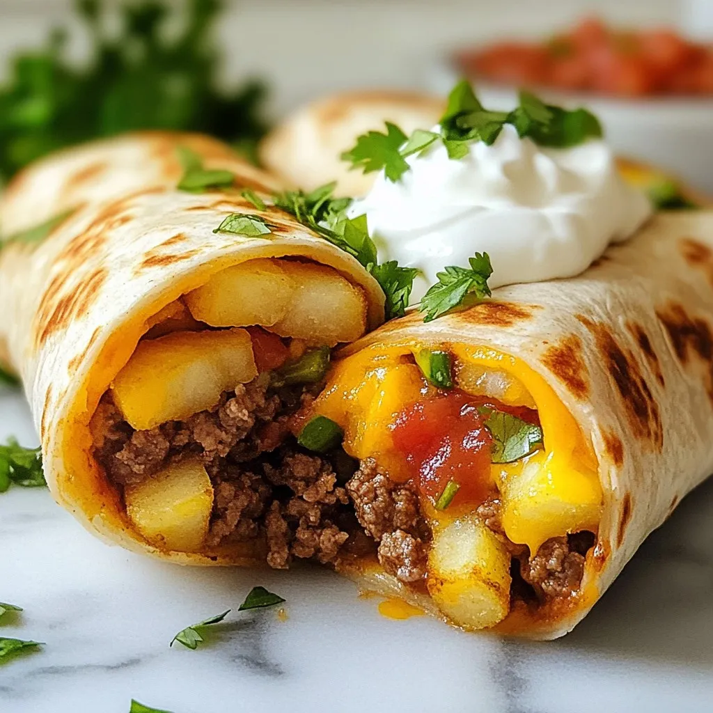 Cheesy Beef & Fries Burritos Simple and Satisfying Meal