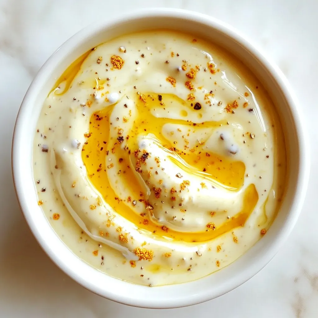 - 1/2 cup plain, non-fat Greek yogurt - 2 tablespoons honey - 1 tablespoon Dijon mustard - 1 tablespoon apple cider vinegar - 1/2 teaspoon garlic powder - 1/2 teaspoon smoked paprika - Salt and freshly cracked black pepper to taste These ingredients create a creamy and tangy sauce that tastes great on many foods. The Greek yogurt is a healthy base. It adds protein and creaminess without extra fat. Honey gives the sauce a touch of sweetness that balances the tangy flavors. Dijon mustard adds a zesty kick, while apple cider vinegar brings a nice tang. Garlic powder and smoked paprika add depth and warmth to the sauce. Salt and pepper enhance all the flavors, making it truly delicious. - Alternatives for honey: You can use maple syrup or agave nectar if you want a vegan option. Both work well as sweeteners. - Different mustards to try: If you prefer, you can use yellow mustard or spicy brown mustard. Each will change the flavor slightly. - Low-calorie options for Greek yogurt: Look for fat-free or low-fat Greek yogurt. You can also try non-dairy yogurt if you are lactose intolerant or vegan. These substitutions allow you to customize the sauce to your taste and dietary needs. Enjoy making it your own! {{ingredient_image_2}} 1. Gather all the ingredients. You will need: - 1/2 cup plain, non-fat Greek yogurt - 2 tablespoons honey - 1 tablespoon Dijon mustard - 1 tablespoon apple cider vinegar - 1/2 teaspoon garlic powder - 1/2 teaspoon smoked paprika - Salt and freshly cracked black pepper to taste 2. Mix the base ingredients. In a medium mixing bowl, add the Greek yogurt, honey, Dijon mustard, and apple cider vinegar. 3. Incorporate spices and taste. Carefully sprinkle in the garlic powder and smoked paprika. Use a whisk to mix everything until smooth and creamy. 1. Adjust seasoning based on preference. Taste the sauce and add salt and black pepper as needed. Whisk again to blend the seasoning. 2. Transfer to storage container. Once balanced to your liking, pour the sauce into an airtight container. 3. Importance of chilling time. Seal the container and refrigerate for at least 30 minutes. This allows the flavors to blend perfectly. Enjoy your tasty, healthy sauce! To make your Chick-Fil-A sauce even creamier, you can try a few simple tricks: - Whisking techniques: Use a whisk and mix the ingredients well. This adds air and makes the sauce light. Start slowly, then speed up as it blends. - Using a blender for smooth texture: If you want a super smooth sauce, put everything in a blender. Blend until it is silky. This also mixes the flavors well. - Adding flavor enhancers: You can add more depth. A splash of lemon juice brightens it. A teaspoon of Worcestershire sauce adds a savory kick. This sauce pairs well with many foods. Here are some ideas: - Best uses for the sauce: Use it as a dip for chicken nuggets or fries. It also makes a great dressing for salads. - Pairing with dishes: Try it with grilled chicken or as a spread on sandwiches. It adds a nice twist to wraps too. - Drizzling presentation ideas: Serve the sauce in a small bowl. Drizzle a bit of honey on top. Add a sprig of fresh parsley for color. This makes your dish look extra special. Pro Tips Use Fresh Ingredients: For the best flavor, use fresh garlic powder and high-quality honey. Local honey can enhance the taste and provide additional health benefits. Adjust for Sweetness: Depending on your preference, you may want to adjust the amount of honey. Start with less and add more if you desire a sweeter sauce. Chill Before Serving: Allowing the sauce to chill for at least 30 minutes helps the flavors meld together, resulting in a more delicious and cohesive taste. Serving Suggestions: This sauce pairs wonderfully with grilled chicken, as a salad dressing, or even as a dip for fresh vegetables. Get creative! {{image_4}} You can make this sauce your own by changing its flavor. For a spicy version, add sriracha or chili powder. This will give your sauce a nice kick. If you want an herb-infused taste, try adding fresh herbs like dill or parsley. They can brighten up the sauce. For a tangier flavor, squeeze in some lemon juice. This will add a fresh and zesty touch. This sauce can fit many diets. For a vegan-friendly swap, use maple syrup instead of honey. You can also use plant-based yogurt. To make it gluten-free, ensure your Dijon mustard is gluten-free. For those on a keto diet, you can skip the honey or use a low-carb sweetener. This keeps the sauce tasty while meeting your dietary needs. To keep your healthy Chick-Fil-A sauce fresh, use an airtight container. Glass jars or plastic containers work great. Make sure they seal tightly. This keeps air out and flavors in. Store the sauce in the fridge. Always use a clean spoon to scoop out the sauce. This helps prevent germs from getting in. Your sauce will last about a week in the fridge. After that, the taste may fade. Watch for signs of spoilage. If you see mold or the sauce smells off, it’s best to throw it out. Always trust your senses. Fresh food should look and smell good. Enjoy the flavors while they last! Yes, you can use different yogurts. Each type changes the taste. - Regular yogurt: This is creamier and richer. It adds more fat. - Greek yogurt: This is thick and tangy. It is lower in sugar and high in protein. - Non-dairy yogurt: Options like almond or coconut yogurt work too. They may affect the flavor. When you switch yogurts, adjust honey for sweetness. Taste as you go! This sauce is much healthier than the original. - Calories: The original has about 140 calories per serving. Our version has only 30 calories. - Ingredients: The original uses oils and high-fructose corn syrup. We use Greek yogurt and honey. Our sauce gives you flavor without the extra calories. It’s a tasty swap! Yes, you can freeze this sauce. - How to freeze: Pour the sauce into an ice cube tray. Once frozen, put cubes in a freezer bag. - Thawing tips: To use, thaw in the fridge overnight. Stir well before serving. Freezing helps save leftovers. Enjoy your sauce anytime! In this article, we covered how to make a tasty sauce with simple ingredients like Greek yogurt, honey, and mustard. I shared tips on making it creamier and offered fun variations to suit your taste. Remember to chill the sauce for the best flavor. With easy substitutions, you can tailor it to fit your diet. Try this sauce with your favorite dishes and enjoy its many uses. Now, go ahead and make it your own!