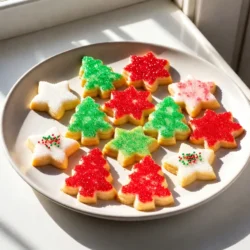 To make classic Christmas sugar cookies, you will need: - 3 cups all-purpose flour - 1 teaspoon baking powder - 1/2 teaspoon salt - 1 cup unsalted butter, softened - 1 1/2 cups granulated sugar - 1 large egg, at room temperature - 1 teaspoon pure vanilla extract - 1 teaspoon almond extract - 1/2 teaspoon ground nutmeg (optional) You can make your cookies unique with optional flavors. Try adding: - 1/2 teaspoon ground cinnamon for warmth - Zest from an orange or lemon for brightness - 1 teaspoon of peppermint extract for a festive twist These additions can enhance the flavor and add a fun twist to your cookies. Decorating your cookies makes them even more special. Here are some supplies I recommend: - Colored sugar or sprinkles in festive colors - Royal icing for detailed designs - Edible glitter for a sparkly touch - Cookie cutters in fun shapes like stars or Christmas trees These supplies will help you create eye-catching cookies that everyone will love. {{ingredient_image_2}} First, gather your ingredients. You need flour, baking powder, salt, butter, sugar, an egg, and extracts. In a medium bowl, whisk together 3 cups of flour, 1 teaspoon of baking powder, and 1/2 teaspoon of salt. This mix is ready for later. In a large bowl, cream 1 cup of softened butter and 1 1/2 cups of sugar. Use an electric mixer on medium speed for about 2-3 minutes. The mix should be light and fluffy. Now crack in 1 large egg and add 1 teaspoon of vanilla extract, 1 teaspoon of almond extract, and 1/2 teaspoon of ground nutmeg if you like. Beat until smooth. Gradually mix in the flour blend on low speed. Do not overmix. Now, you need to chill the dough. Divide it into two equal parts. Shape each part into a disk. Wrap each disk in plastic wrap. Place them in the fridge for at least 1 hour. Chilling helps the flavors blend and keeps the cookies from spreading too much while baking. After chilling, it's time to roll out the dough. Preheat your oven to 350&deg;F (175&deg;C). On a floured surface, roll out one disk of dough to about 1/4 inch thick. Use cookie cutters to make festive shapes. Carefully place each cookie on a lined baking sheet. If you want, sprinkle colored sugar or decorative sprinkles on top. This adds a nice touch before baking. Place the cookies in the oven and bake for 8-10 minutes. Watch for the edges to turn light golden brown, but keep the centers soft. Once done, take them out and let them cool on the baking sheet for 5 minutes. Then move them to a wire rack to cool completely. Enjoy these festive treats! To get the best texture in your sugar cookies, start with room-temperature butter. This helps it cream well with sugar. Cream the butter and sugar until they look light and fluffy. This step adds air to the mix, which makes your cookies soft. When you add the flour mixture, mix on low speed. Stop mixing as soon as it's combined. Overmixing can make cookies tough. After mixing, chill the dough. Chilling helps the cookies hold their shape. Decorating cookies is fun! Use colorful sugar or sprinkles before baking. This makes them look festive and bright. You can also drizzle melted chocolate on top after they cool. If you want to add icing, wait until they are cool. Use a simple glaze made from powdered sugar and milk. You can color the icing with food dye for extra cheer. One common mistake is not chilling the dough. If you skip this, cookies may spread too much. Another mistake is baking them too long. You want the edges to be light golden and centers soft. Lastly, don&rsquo;t skip the salt! It enhances the flavor. Even a pinch makes a big difference. Follow these tips, and your cookies will be a hit! Pro Tips Chill the Dough: Refrigerating the dough not only makes it easier to roll out but also helps the cookies maintain their shape while baking. Experiment with Flavors: Feel free to switch up the extracts! Try using lemon or orange extract for a citrusy twist on these classic cookies. Don&rsquo;t Overbake: Keep an eye on your cookies; they should be just set and slightly golden at the edges for the perfect soft and chewy texture. Decoration Techniques: For a beautiful finish, consider icing the cookies after they cool down or adding edible glitter for a festive sparkle. {{image_4}} You can change the taste of your sugar cookies easily. Try adding lemon zest for a fresh twist. A dash of orange zest gives a bright flavor. For something cozy, mix in ground cinnamon or allspice. You can swap vanilla for peppermint extract for a minty touch. Each change adds a new fun flavor. Decorating cookies is a fun way to show creativity. Instead of colored sugar, use royal icing to create designs. You can make simple shapes with icing or draw fun patterns. Consider using edible glitter for some sparkle. You can even add small candies or chocolate chips to make the cookies pop. If you need gluten-free cookies, use a gluten-free flour blend. Make sure it has a good binding agent, like xanthan gum. For dairy-free cookies, swap butter for coconut oil or a vegan butter substitute. These options keep the cookies tasty while meeting dietary needs. Enjoy your festive treats without worry! To keep your classic Christmas sugar cookies fresh, store them in an airtight container. Layer parchment paper between cookies to prevent them from sticking. This helps keep them soft and delicious. Place the container in a cool, dry place away from sunlight. You can freeze the dough before baking. Wrap the dough disks tightly in plastic wrap and place them in a freezer-safe bag. They can stay in the freezer for up to three months. When you're ready to bake, thaw the dough in the fridge overnight before rolling and cutting. For baked cookies, let them cool completely first. Then, store them in an airtight container or freezer bag. Baked cookies can be frozen for up to two months. Just thaw them at room temperature before enjoying. When stored properly, sugar cookies can last about one week at room temperature. If refrigerated, they can last up to two weeks. Freezing extends their life, allowing you to enjoy them for months. This makes them perfect for holiday gift giving or last-minute celebrations. To make sugar cookies softer, add more butter. You can also reduce baking time. A higher oven temperature can help keep them chewy. Consider using cake flour instead of all-purpose flour for a lighter texture. Finally, chill the dough before baking. This helps maintain a soft center. Yes, you can substitute some ingredients. If you need a dairy-free option, use vegan butter. For a gluten-free version, try a gluten-free all-purpose flour blend. You can also swap granulated sugar with brown sugar for a deeper flavor. Just remember, each change may alter the final texture. Decorating sugar cookies can be fun and creative. Use colored sugar or sprinkles for a simple touch. You can also make royal icing for detailed designs. For a classic look, use white icing and add festive sprinkles. Consider using edible glitter for a sparkling finish. Sugar cookies last about one week at room temperature. Store them in an airtight container to keep them fresh. If you want to keep them longer, consider freezing them. Baked cookies can last up to three months in the freezer. Just thaw them before serving. In this blog post, we explored how to make delicious sugar cookies. We covered the key ingredients and optional flavors to inspire creativity. Following the step-by-step instructions, you can mix, chill, roll, and bake the perfect cookies. We shared tips and tricks to ensure great texture and festive decorations while avoiding common mistakes. Lastly, we discussed variations and storage options to keep your cookies fresh. With this knowledge, you can enjoy baking and sharing these treats for any occasion. Happy baking!