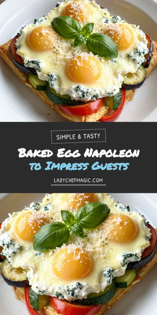 Discover the delicious Baked Egg Napoleon, a vibrant vegetable egg bake featuring layers of zucchini, eggplant, bell pepper, and creamy ricotta cheese. This healthy egg dish is perfect for any meal and showcases irresistible ricotta cheese recipes. Try this easy baked egg recipe for a nutritious twist on brunch or dinner. Save this recipe and enjoy a tasty, wholesome experience! #BakedEggNapoleon #HealthyEggDishes #VegetableEggBake #RicottaCheeseRecipes