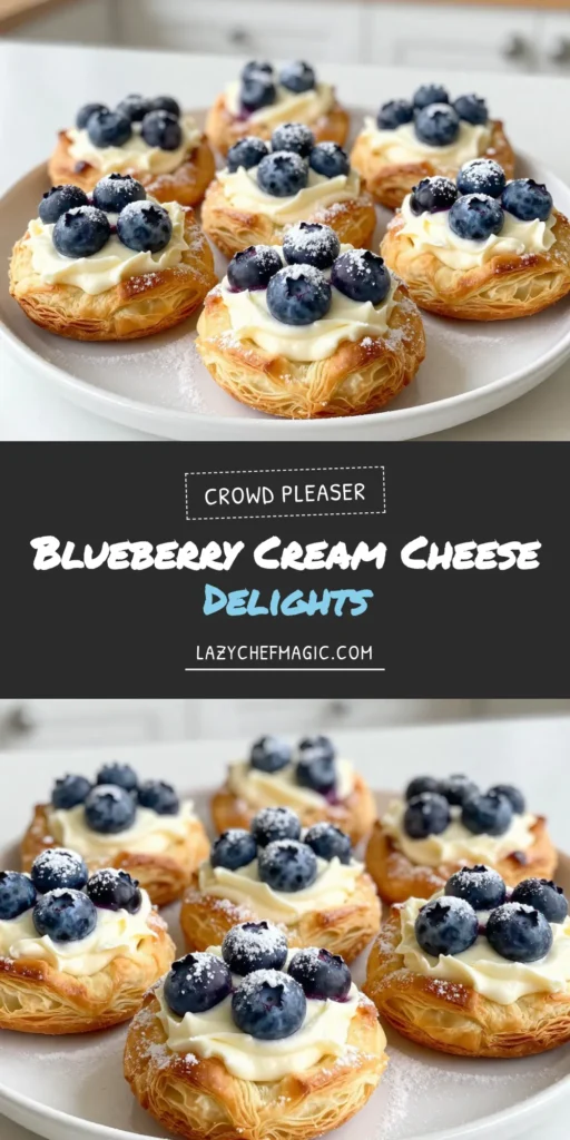 Indulge in these delicious blueberry cream cheese pastries, the perfect puff pastry dessert recipe! With an easy blueberry filling using fresh berries and cream cheese, you'll create delightful baked blueberry treats that everyone will love. Ideal for brunch or dessert, these easy blueberry pastries are a must-try. Don&rsquo;t forget to save this recipe and impress your guests! #BlueberryPastries #PuffPastry #CreamCheeseFilling #BakedTreats