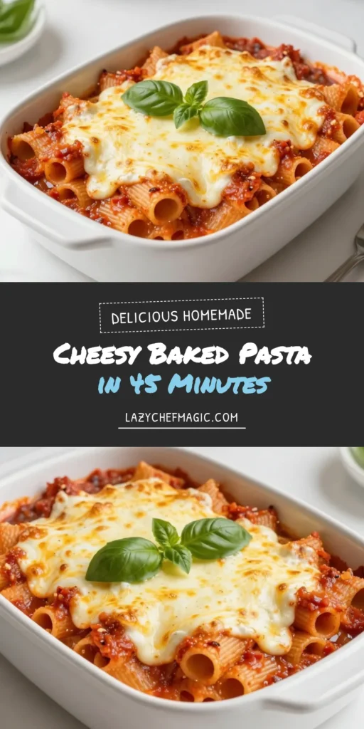 Looking for a delicious and easy weeknight dinner? Try this cheesy baked pasta recipe, featuring a creamy homemade marinara pasta sauce that's sure to impress. With ricotta, mozzarella, and penne, it's a comforting dish perfect for busy nights. Bake until bubbly and golden for a family favorite. Save this cheesy weeknight baked pasta recipe for your next meal! #CheesyBakedPasta #EasyDinner #BakedPastaRecipes #HomemadeMarinara