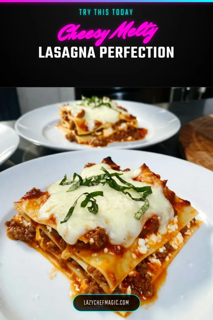 Indulge in the ultimate cheesy melty lasagna, featuring a rich blend of ricotta and hearty meat for a satisfying meal. This easy homemade lasagna is perfect for family dinners or meal prep. Discover the best lasagna with mozzarella that will impress everyone at the dinner table. Try this cheesy lasagna recipe today, and elevate your cooking game! Save this recipe and enjoy! #LasagnaRecipe #HomemadeDinner #ComfortFood #CheesyLasagna