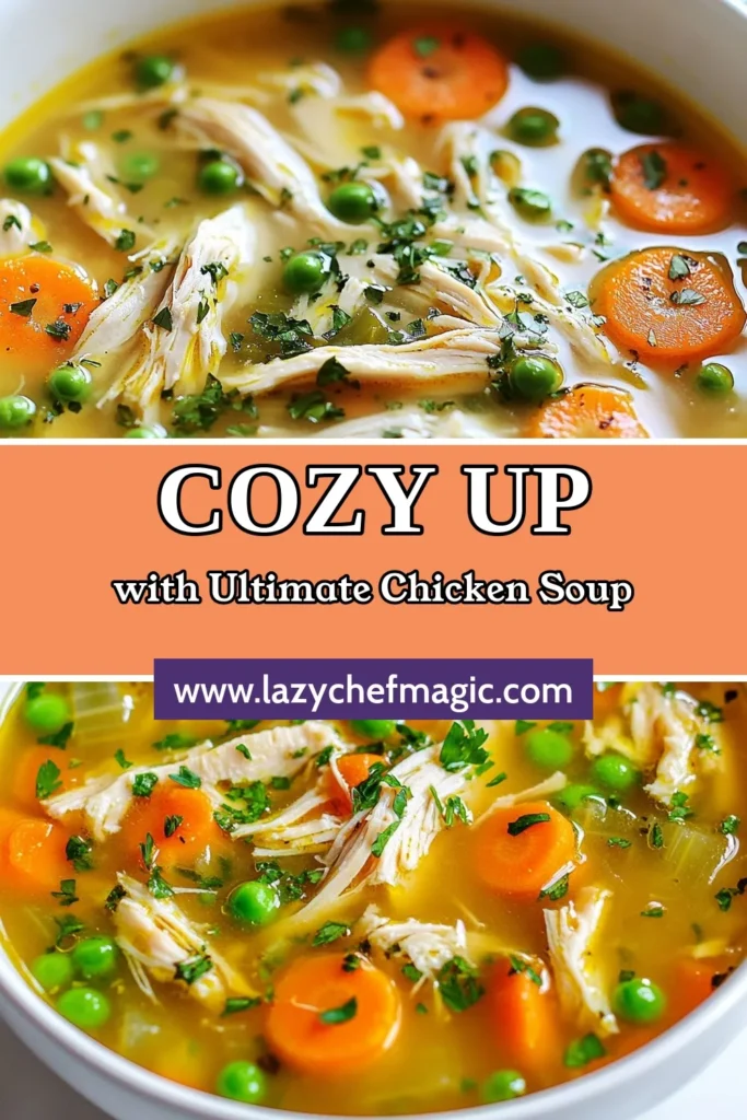 Warm up with the ultimate homemade chicken soup that's nutritious and bursting with flavor! This easy chicken soup recipe features tender chicken, hearty vegetables, and comforting egg noodles. Perfect for any day of the week, it's a cozy dish that's sure to become a family favorite. Don't miss out on this ultimate chicken soup recipe! Click for the full recipe and save for later! #HomemadeChickenSoup #UltimateChickenSoup #ChickenSoupWithEggNoodles #EasyChickenSoupRecipe