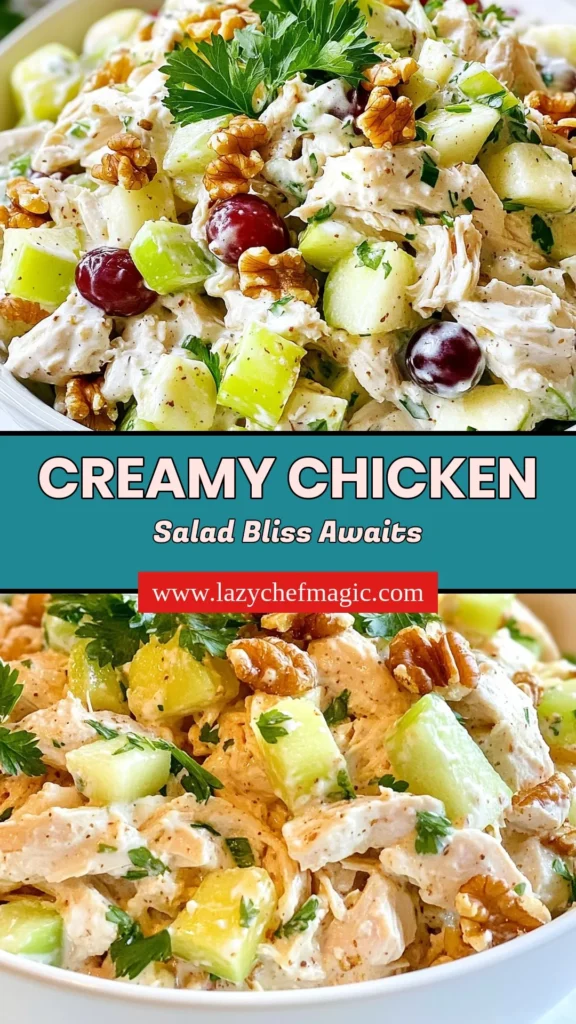 Discover the ultimate creamy chicken salad recipe that's both healthy and easy to make! This flavorful chicken salad combines juicy chicken, tangy Greek yogurt, and sweet grapes for a refreshing twist. Perfect for meal prep or gatherings, it's a delicious twist on the classic. Don&rsquo;t miss out on this easy chicken salad with grapes &ndash; your taste buds will thank you! Click to try it and save for later. #CreamyChickenSalad #HealthyChickenSalad #ChickenSaladIdeas #EasyRecipes