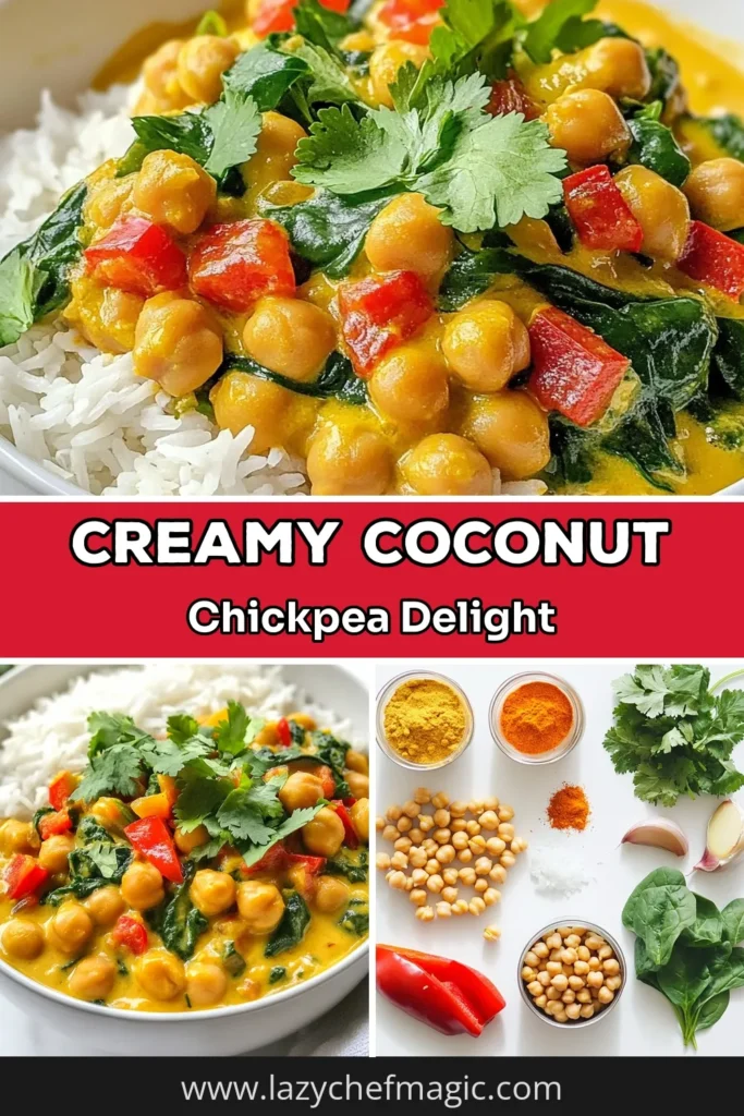 Indulge in this delicious chickpea coconut curry, a quick vegan curry recipe that&rsquo;s perfect for busy weeknights! With creamy coconut milk and vibrant veggies, this healthy plant-based meal is not only satisfying but also packed with flavor. In just 30 minutes, you can whip up this nutritious dish that&rsquo;s great for the whole family. Save this recipe and enjoy a burst of healthy goodness in every bite! #ChickpeaCoconutCurry #VeganCurryRecipe #HealthyEating #PlantBasedMeals