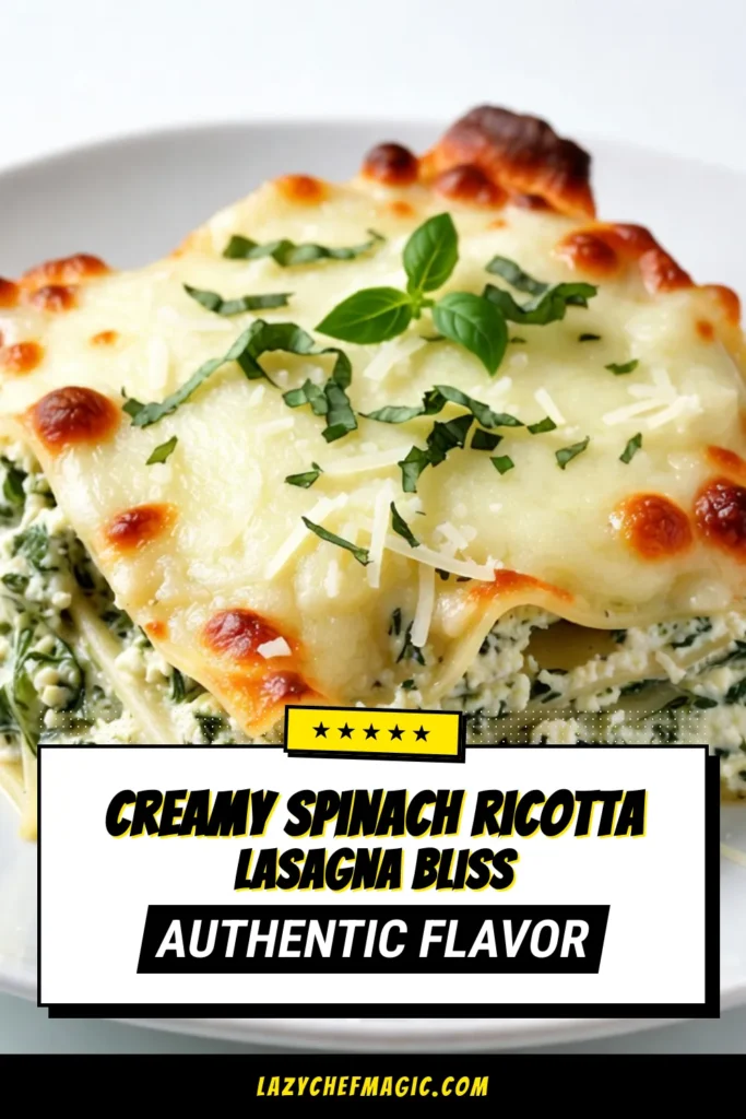 Indulge in this creamy spinach ricotta lasagna, a delightful vegetarian lasagna recipe that's perfect for any occasion. This easy lasagna with ricotta is layered with fresh spinach and marinara, making it a wholesome choice for dinner. Try this spinach ricotta bake tonight and impress your family with homemade lasagna with marinara that&rsquo;s bursting with flavor. Save this recipe for your next meal! #VegetarianLasagna #EasyLasagna #SpinachRicotta #HomemadeLasagna