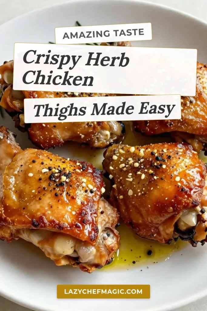 Discover the ultimate recipe for savory herb-infused baked chicken thighs that will become a favorite in your kitchen. These crispy chicken thighs are easy to prepare and full of flavor, making them perfect for any meal. Oven-baked to perfection, this dish combines garlic, onion, smoked paprika, and herbs. Try this mouthwatering recipe today and savor every juicy bite! Save this recipe for your next dinner! #BakedChickenThighs #CrispyChickenRecipes #OvenBakedChicken #HerbInfusedChickenThighs