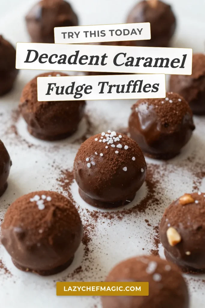 Indulge in these irresistible salted caramel truffles, a decadent chocolate caramel dessert that's perfect for any occasion! This easy truffle recipe combines rich fudge truffles with a touch of sea salt for a delightful treat. Homemade truffles chocolate have never been so simple! Try this fudge truffles recipe and impress your friends and family. Save this recipe for your next dessert adventure! #SaltedCaramelTruffles #FudgeTrufflesRecipe #ChocolateCaramelDessert #EasyTruffleRecipe