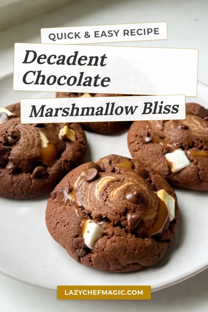 Indulge in the delightful world of chocolate marshmallow cookies with this easy cookie recipe! These Chocolate Marshmallow Swirl Cookies combine sweet mini marshmallows and rich chocolate chips for a treat that&rsquo;s truly irresistible. With a luxurious caramel drizzle, these chocolate swirl cookies are perfect for any occasion. Get ready to impress your friends and family. Save this recipe for your next baking adventure! #ChocolateMarshmallowCookies #EasyCookieRecipe #CaramelDrizzledCookies #MarshmallowChocolateChipCookies