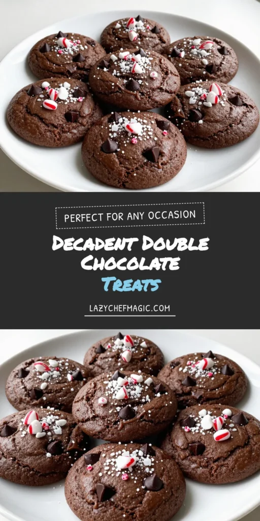 Indulge in the festive spirit with these Double Chocolate Peppermint Cookies! This Peppermint Chocolate Delights Recipe is perfect for holiday gatherings, featuring soft and chewy peppermint cookies that are simply irresistible. Easy to make, these Holiday Chocolate Cookies are loaded with rich chocolate and refreshing peppermint flavors. Bake a batch today and share the joy! Don't forget to save this recipe! #DoubleChocolatePeppermintCookies #HolidayBaking #PeppermintCookies #EasyCookies