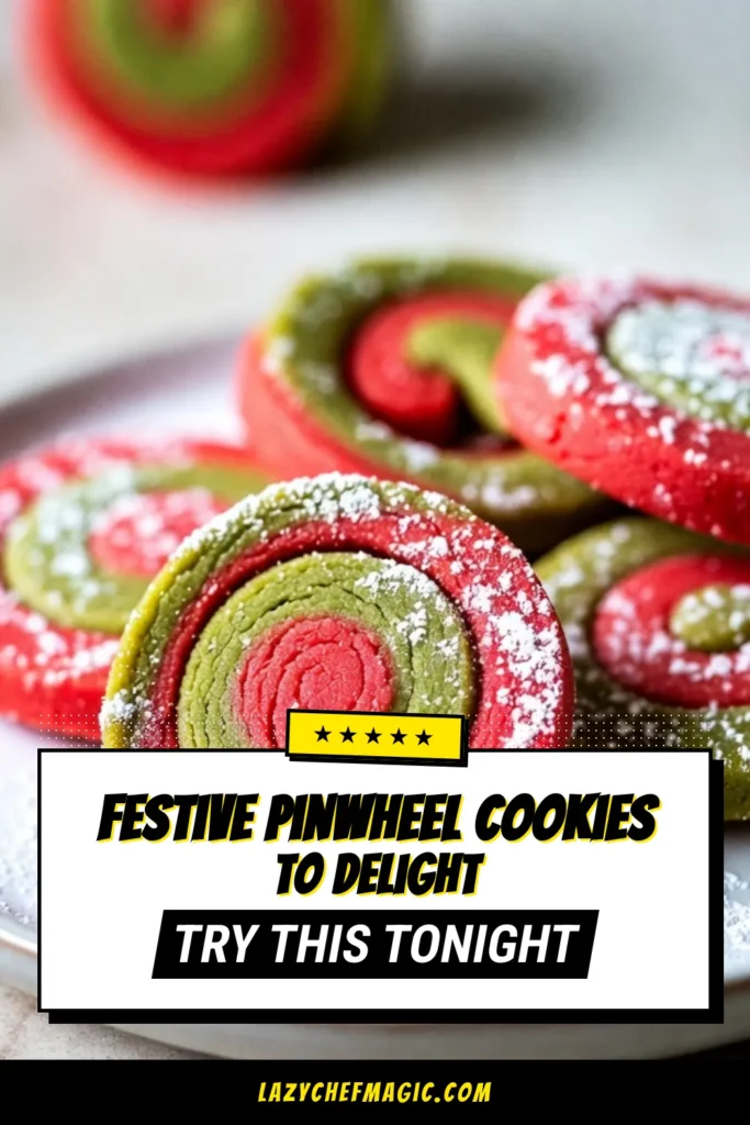Looking for a festive cookie recipe to brighten up your holiday gatherings? Try making these Christmas pinwheel cookies! These colorful Christmas cookies are not only visually stunning but also delicious. Perfect for holiday baking ideas, they&rsquo;re sure to impress your friends and family. Dust them with powdered sugar for an extra touch. Save this recipe for a sweet holiday treat! #ChristmasBaking #CookieRecipes #FestiveDesserts #HolidayCookies