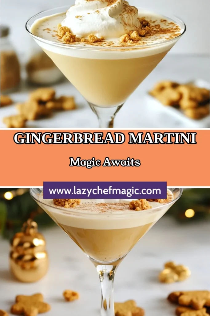 Indulge in the holiday spirit with this Gingerbread Dream Martini recipe, the perfect addition to your festive cocktail recipes! This easy gingerbread cocktail combines the flavors of crushed gingerbread cookies, warm milk, molasses, and spices for a creamy delight. Top it off with whipped cream for a luscious finish. Impress your guests with this holiday dessert drink that's sure to be a showstopper. Save it for your next celebration! #GingerbreadMartini #HolidayCocktails #FestiveDrinks #EasyCocktailRecipes