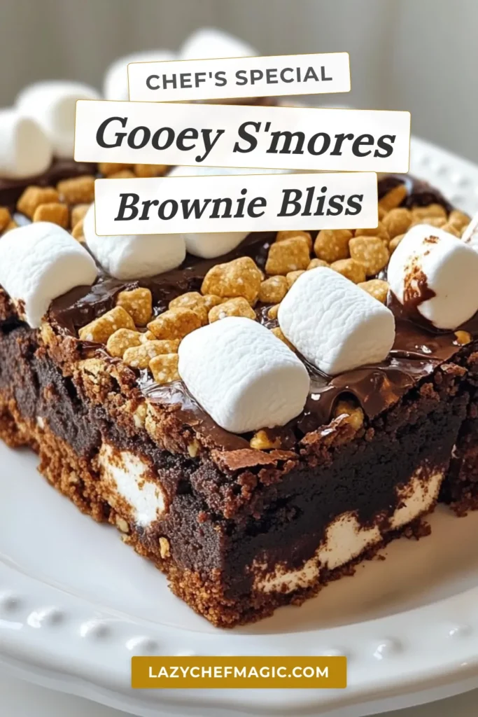Indulge in these Gooey S&rsquo;mores Brownie Bars that are a delicious blend of chocolate and marshmallow goodness! This easy brownie recipe features layers of gooey s'mores brownies, combining rich chocolate with graham crackers and fluffy mini marshmallows. Perfect for any occasion, these s'mores dessert bars are sure to impress. Bake up some memories and create a treat everyone will love! Save this recipe now! #SmoreDesserts #BrownieBars #BakingWithGrahamCrackers #ChocolateLovers
