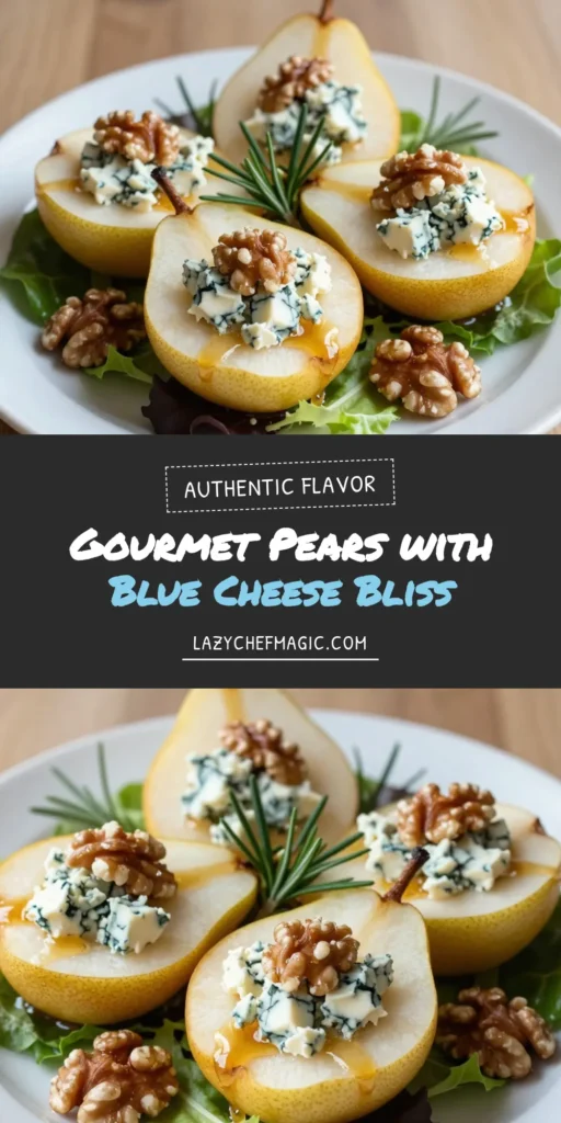 Savor the delightful flavors of blue cheese stuffed pears with this easy baked pears recipe! These pear appetizers are perfect for any gathering, combining creamy blue cheese, crunchy walnuts, and sweet honey for an unforgettable bite. Impress your guests with this exquisite dish that showcases unique blue cheese recipes. Try this honey glazed pears recipe today and elevate your appetizer game! Save now for your next event! #BlueCheeseStuffedPears #BakedPearsRecipe #PearAppetizers #BlueCheeseRecipes