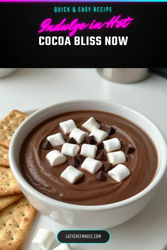 Indulge in this delightful hot cocoa dip that's perfect for any occasion! This chocolate dessert dip combines cream cheese and whipped topping for a rich, creamy treat. Whip up this easy party dip in just 10 minutes, and surprise your guests with a deliciously indulgent chocolate dip. Serve it with graham crackers or cookies and watch it disappear. Save this cream cheese dip recipe for your next gathering! #HotCocoaDip #ChocolateDessertDip #EasyPartyDip #IndulgentChocolateDip