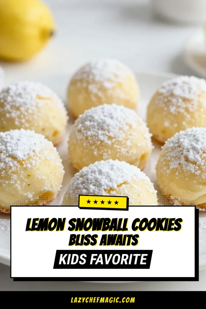 Indulge in these delightful Lemon Cream Snowball Cookies that blend the zest of lemon with a melt-in-your-mouth texture. This easy snowball cookies recipe infuses buttery goodness with lemon zest and juice, complemented by chopped nuts. Roll these scrumptious lemon cream cookies in powdered sugar for a sweet finish. Perfect for any occasion, these powdered sugar cookies are a must-try! Click now to master this delicious recipe! #LemonSnowballCookies #EasyLemonCookies #PowderedSugarCookies #SnowballCookiesRecipe