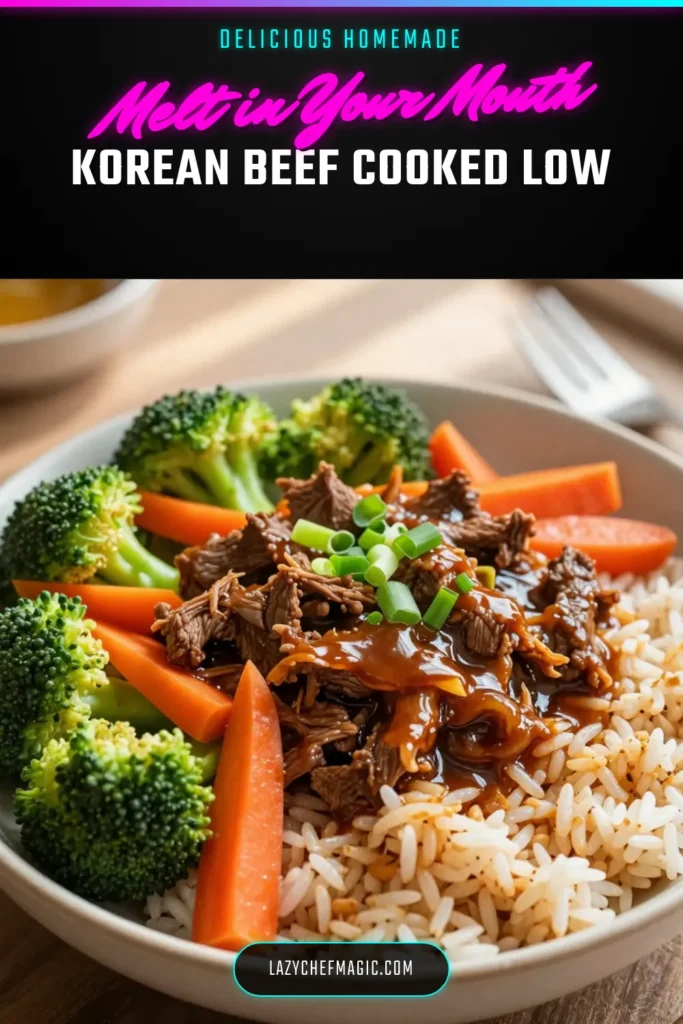Savor the flavors of this Healthy Crockpot Korean Beef recipe that&rsquo;s perfect for easy weeknight dinners! Enjoy low-sodium Korean beef that&rsquo;s both delicious and nutritious, crafted effortlessly in your slow cooker. This easy Korean dinner features tender beef and crisp veggies, making it a hit for the whole family. Don&rsquo;t miss out on this wholesome meal &ndash; save the recipe now! #HealthyKoreanBeef #CrockpotBeefRecipes #EasyKoreanDinner #SlowCookerHealthyMeals