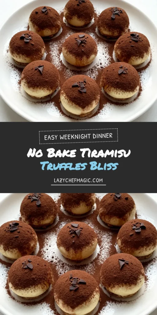 Indulge in these irresistible no-bake tiramisu truffles, the perfect easy tiramisu chocolate dessert for any occasion! This mascarpone truffle recipe combines creamy mascarpone and rich coffee-flavored truffles with a delightful cocoa coating. Whether you&rsquo;re entertaining guests or satisfying your sweet cravings, these homemade tiramisu balls are a must-try. Save this recipe for a delicious treat! #Tiramisu #DessertRecipes #ChocolateLovers #NoBakeDessert