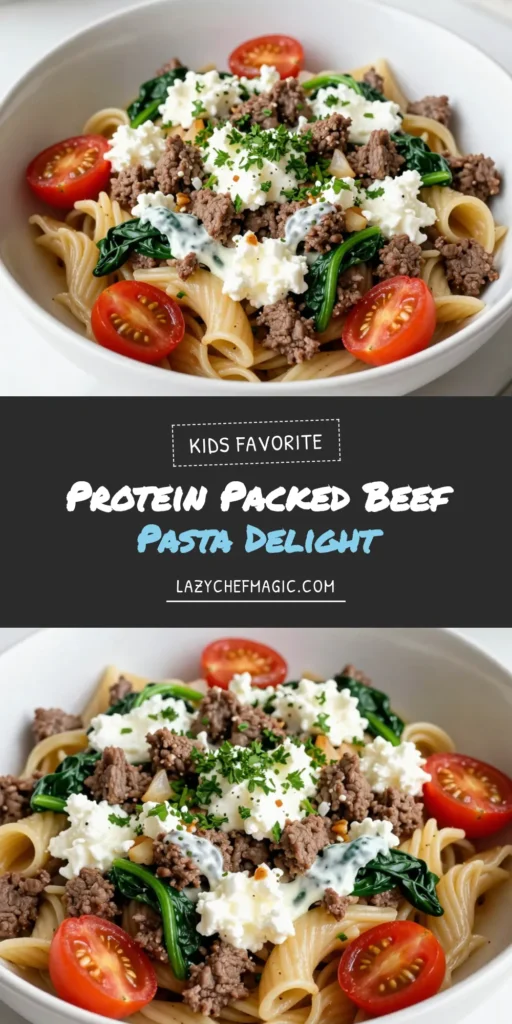 Discover a delicious high-protein pasta recipe that combines the goodness of lean beef and creamy cottage cheese for a satisfying meal. This lean beef pasta dish is not only flavorful but also packed with nutrients. Using whole grain or protein-enriched pasta, you'll enjoy a wholesome and hearty dinner. Perfect for busy nights, this recipe takes just 30 minutes to prepare. Save this protein-packed cottage cheese pasta idea for your next meal! #HighProteinPasta #LeanBeefPasta #ProteinEnrichedPasta #WholeGrainPasta