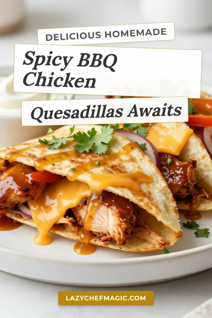 Get ready to elevate your dinner game with these spicy honey BBQ chicken quesadillas! This easy quesadilla recipe combines shredded chicken tossed in barbecue sauce and hot honey, all wrapped in cheesy goodness. Perfect for a quick weeknight dinner, these BBQ chicken recipes will be a family favorite. Serve with sour cream for the ultimate treat. Try this cheesy chicken quesadillas recipe today! #QuesadillaLovers #QuickDinner #BBQChicken #RecipeIdeas