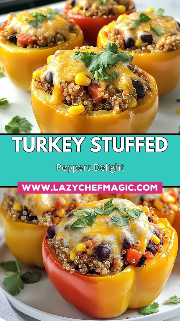 Discover how to make delicious Turkey Stuffed Peppers that are both healthy and satisfying! This ground turkey bell pepper recipe combines lean turkey, quinoa, and a medley of veggies, topped with melted cheese for a wholesome meal. Perfect for dinner or meal prep, these baked stuffed peppers with cheese are a must-try! Save this healthy turkey recipe and get cooking today! #TurkeyStuffedPeppers #HealthyEating #QuinoaStuffedPeppers #GroundTurkeyRecipe