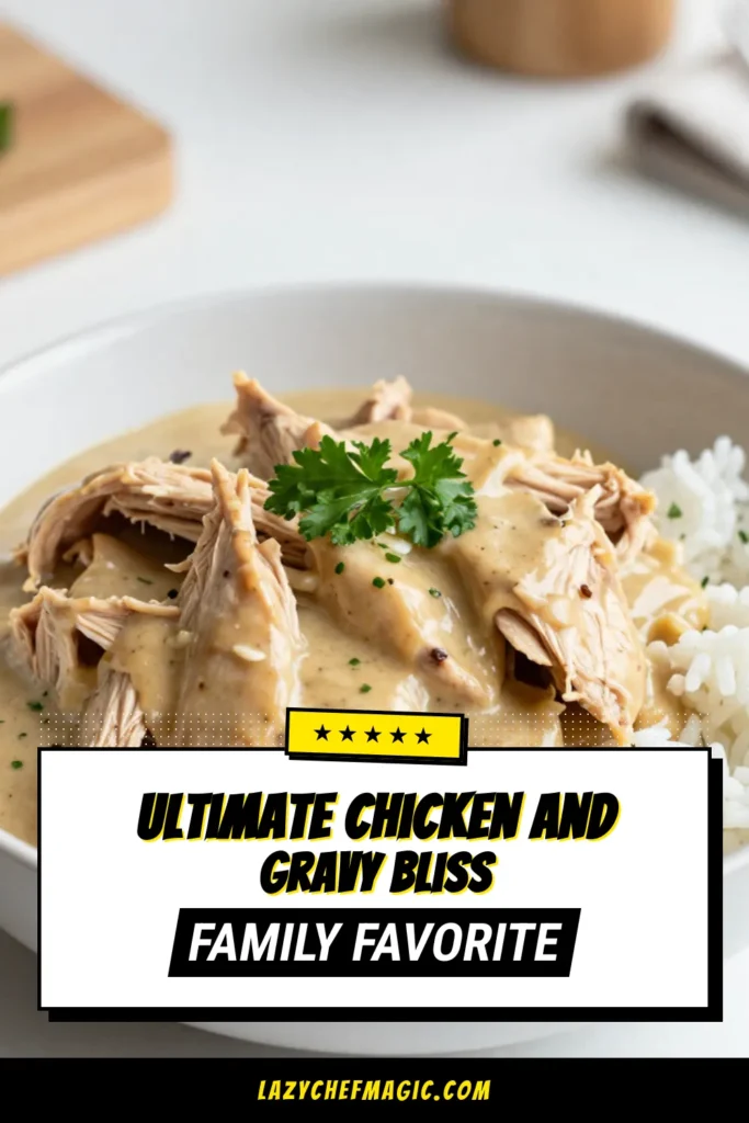 Indulge in the ultimate comfort food with this slow-cooked chicken and gravy recipe! Perfectly tender, this creamy mushroom chicken recipe is a must for any weeknight. With an easy chicken gravy recipe made in your crockpot, dinner is a breeze&mdash;just sear, slow cook, and serve over rice or mashed potatoes for the perfect crockpot chicken dinner. Get ready to enjoy this delicious dish! Save this recipe now! #ComfortFood #EasyRecipes #CrockpotCooking #ChickenDinner