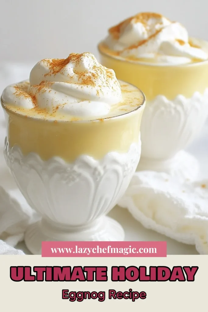 Indulge in this creamy eggnog recipe that's perfect for your festive gatherings! This homemade eggnog is a traditional holiday drink that embodies the spirit of the season. Our easy eggnog recipe combines rich flavors and simple steps, ensuring a delightful experience for everyone. Serve it chilled, topped with whipped cream and nutmeg for that classic touch. Save this recipe and bring joy to your celebrations! #eggnog #holidaydrinks #festiverecipes #traditionaleats